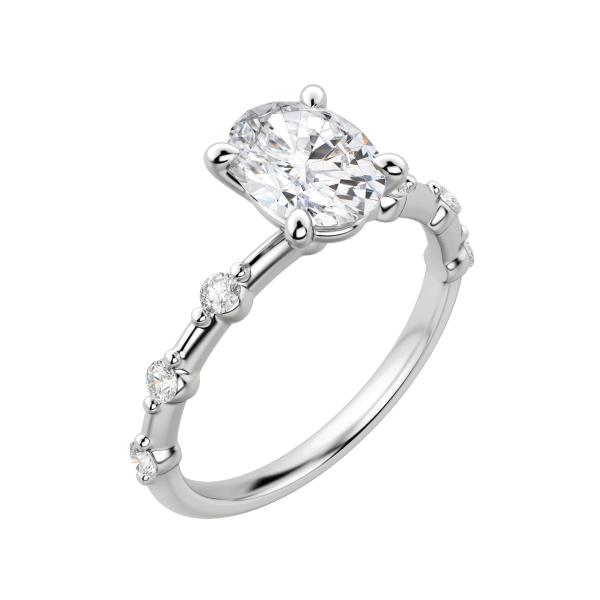 Napa Oval Cut Engagement Ring, 18K White Gold, Platinum, Default