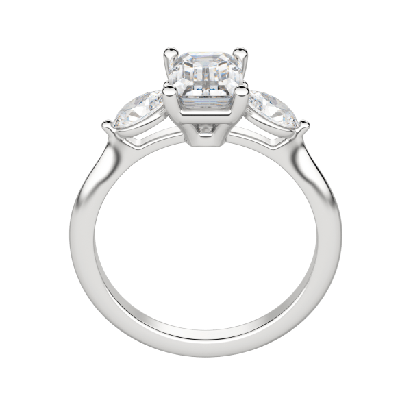 Rhea Classic Emerald Cut Engagement Ring, Hover, 18K White Gold, Platinum, 