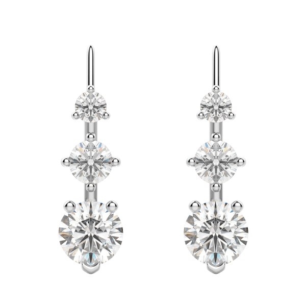 Round Graduated Earring Climbers, Default, 14K White Gold, 