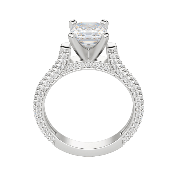 Vita Asscher Cut Engagement Ring, Hover, 18K White Gold, Platinum, 