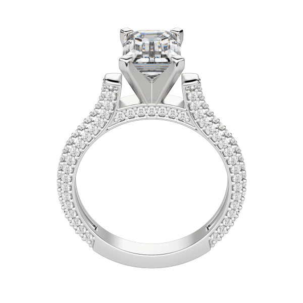 Vita Emerald Cut Engagement Ring, Hover, 18K White Gold, Platinum, 