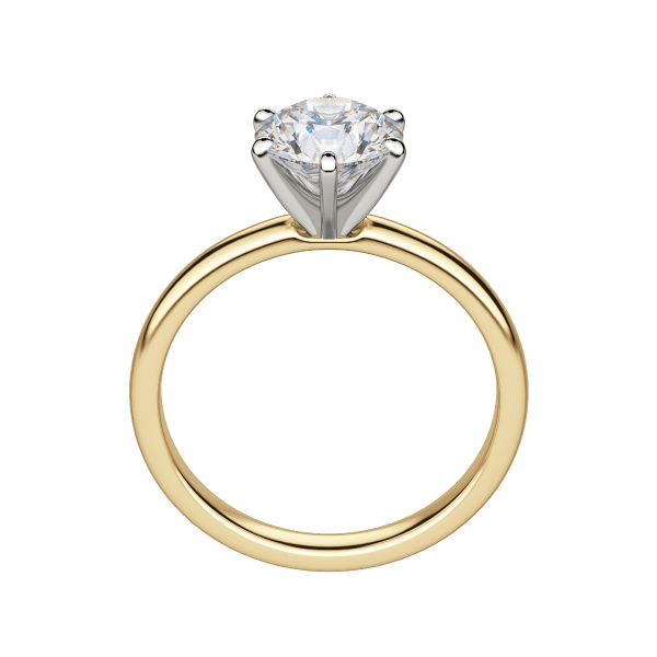 Bare 6-Prong Round Cut Engagement Ring, 18K Yellow Gold, Hover
