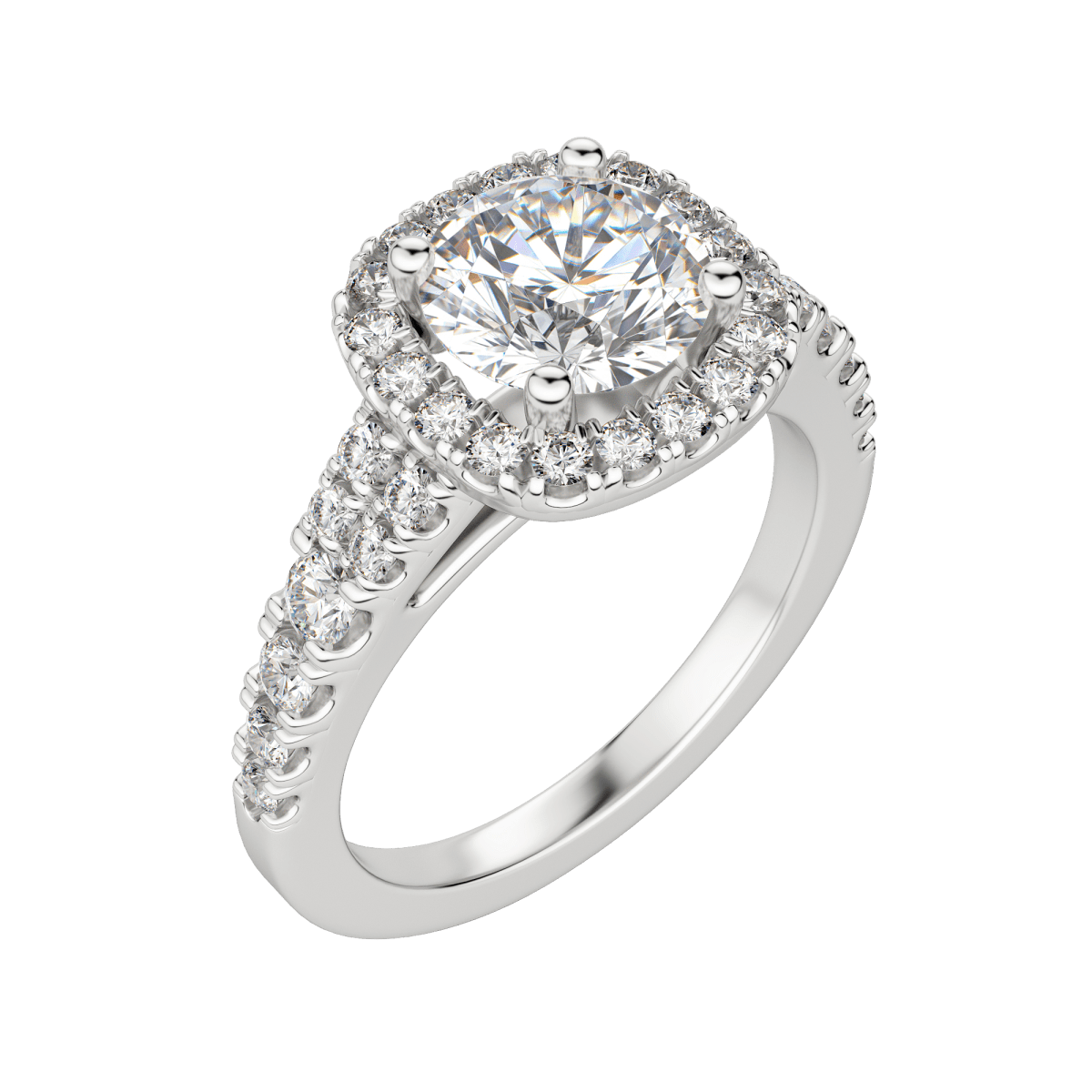 Aura round brilliant diamond ring in platinum