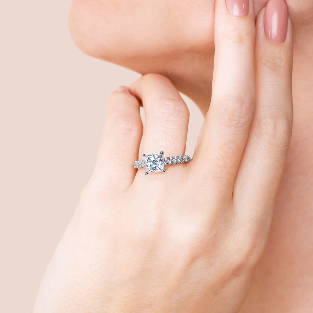 1 CT Princess Cut Moissanite Diamond Engagement Ring With Round Moissa –  Gem of Jewel