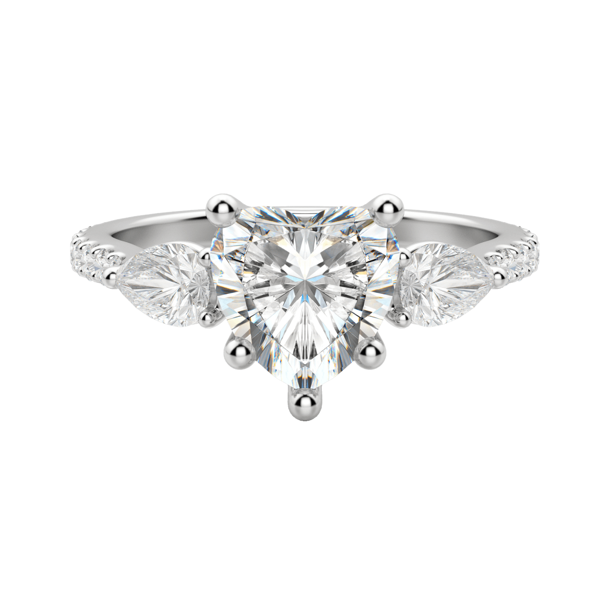 Two Stone Engagement Ring with Heart Shaped Diamond in 14k White Gold (1/3  ct. tw.)