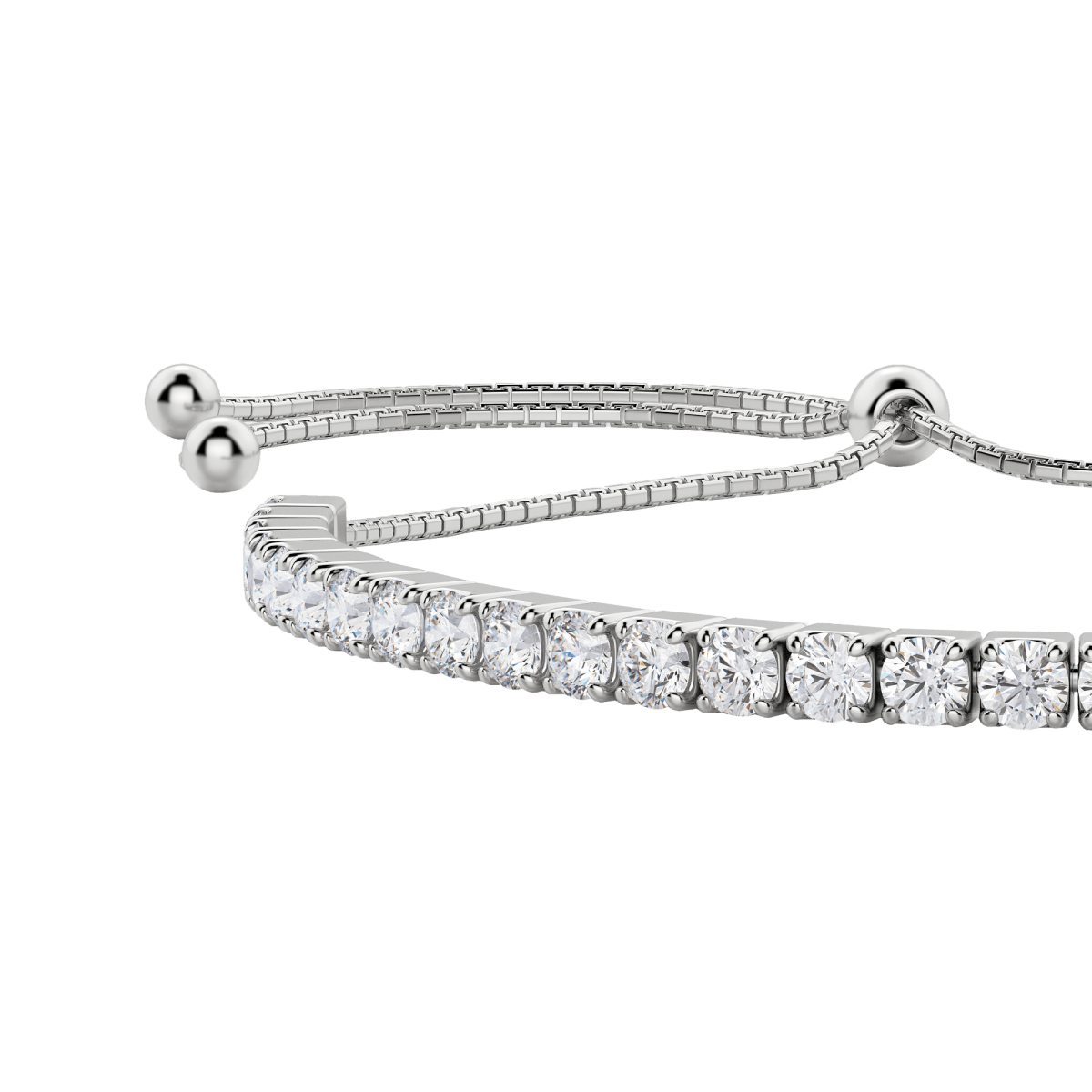 Diamond Bolo Bracelet Sterling Silver 9.5
