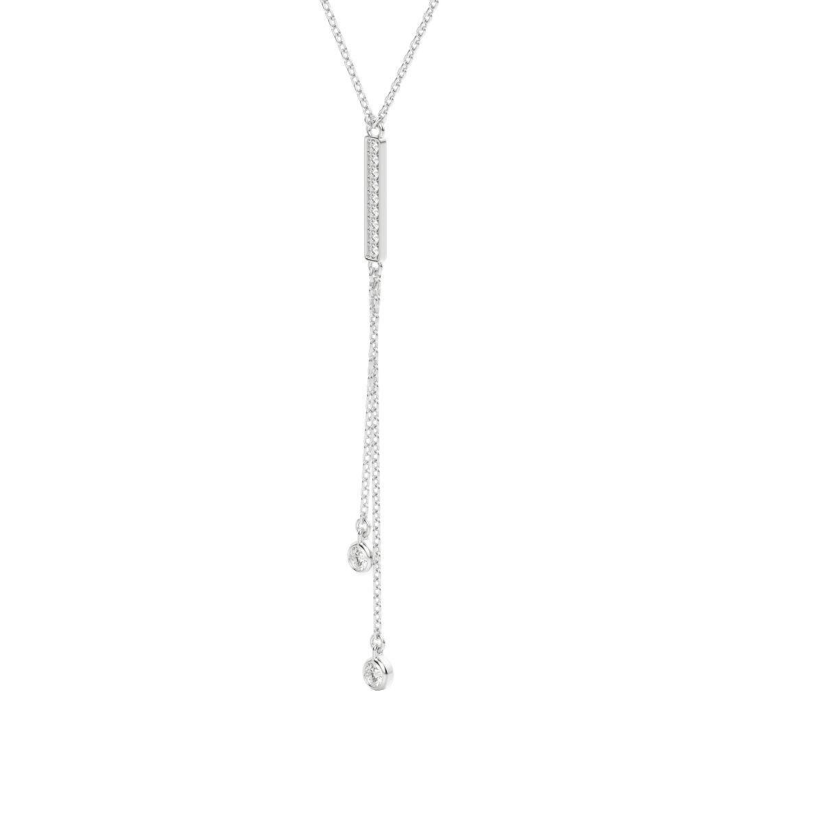 Silver Drop Lariat Necklace