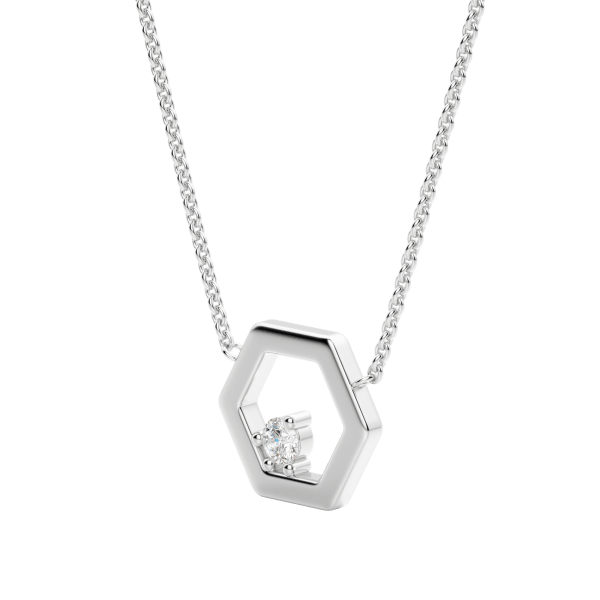 Silver Solitaire Honeycomb Necklace