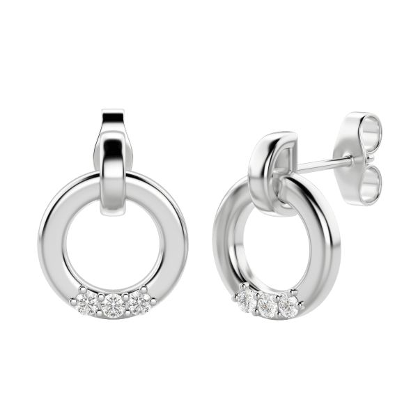 Silver Accented Circle Stud Earrings