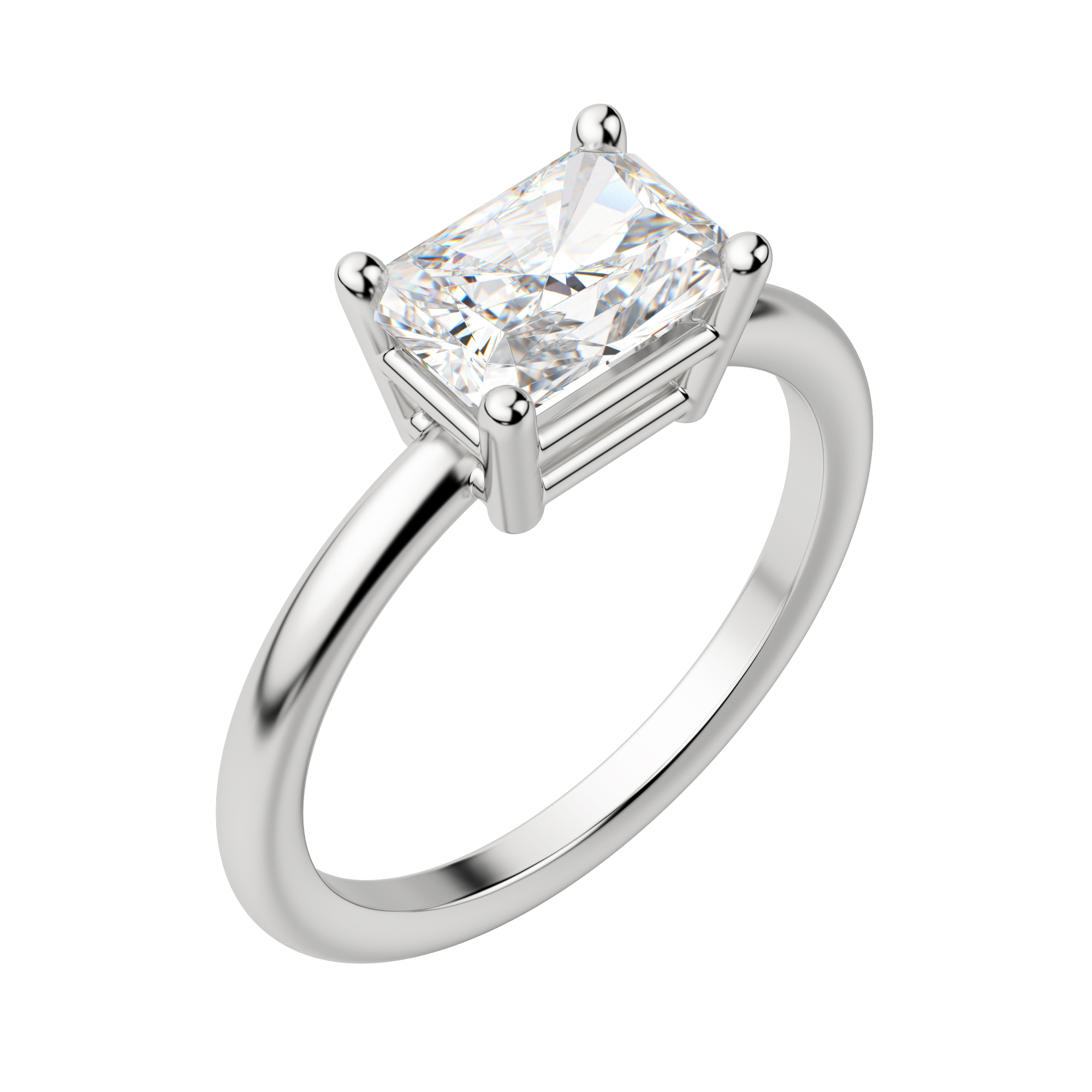 Edgy Basket Classic Radiant Cut Engagement Ring, Default, 18K White Gold, Platinum,\r
