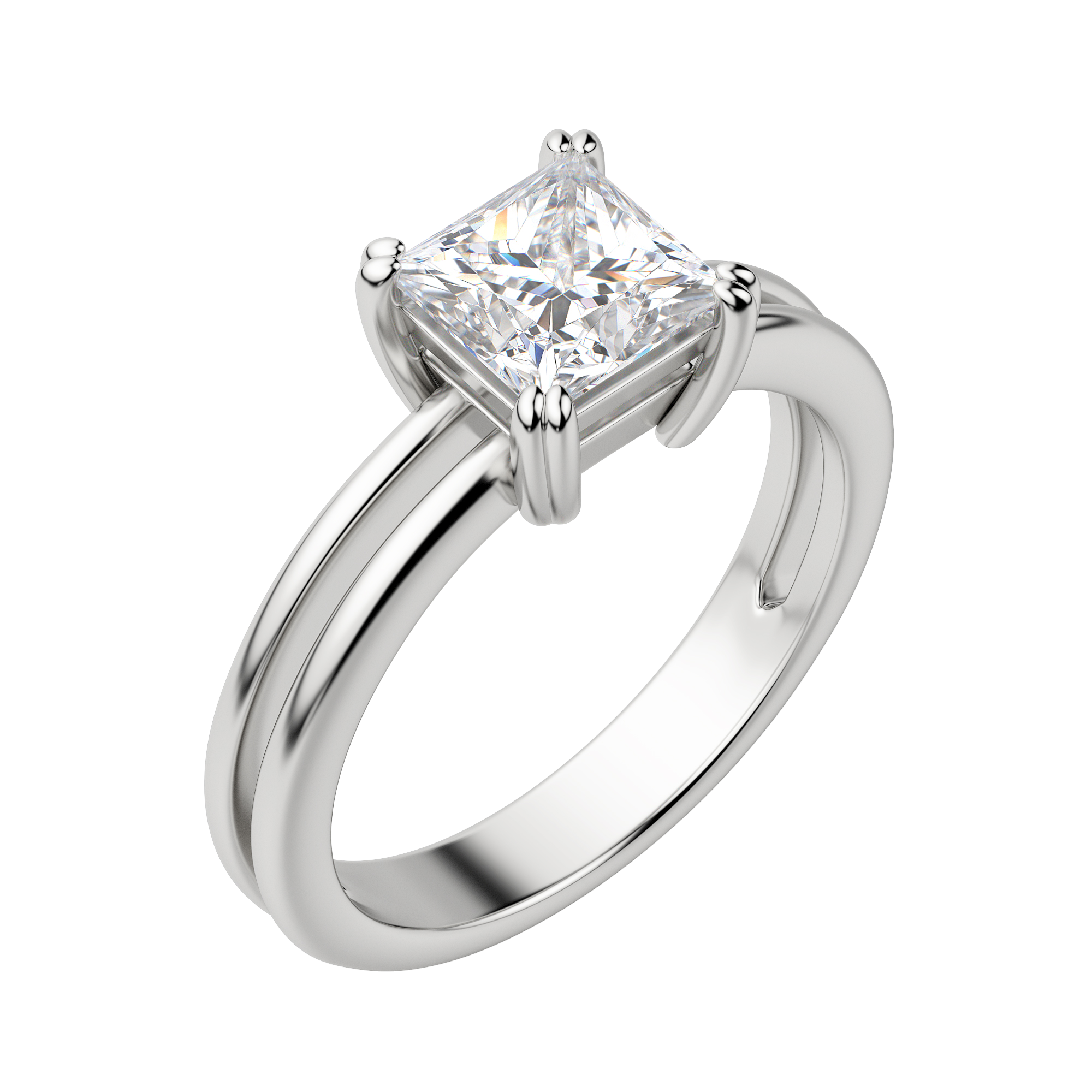 Roma Princess Cut Engagement Ring, Default, 18K White Gold, Platinum,\r
