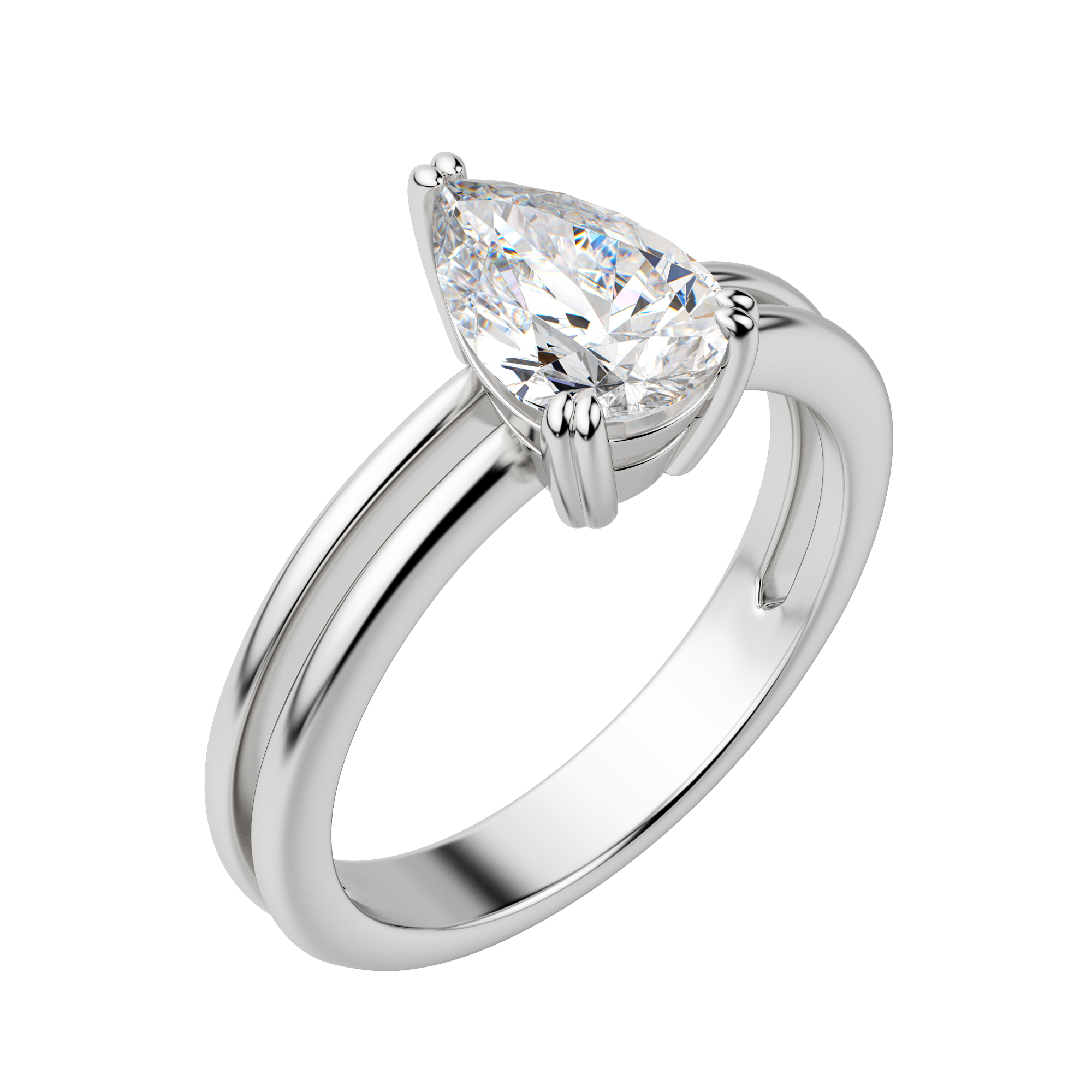 Roma Pear Cut Engagement Ring, Default, 18K White Gold, Platinum,\r
