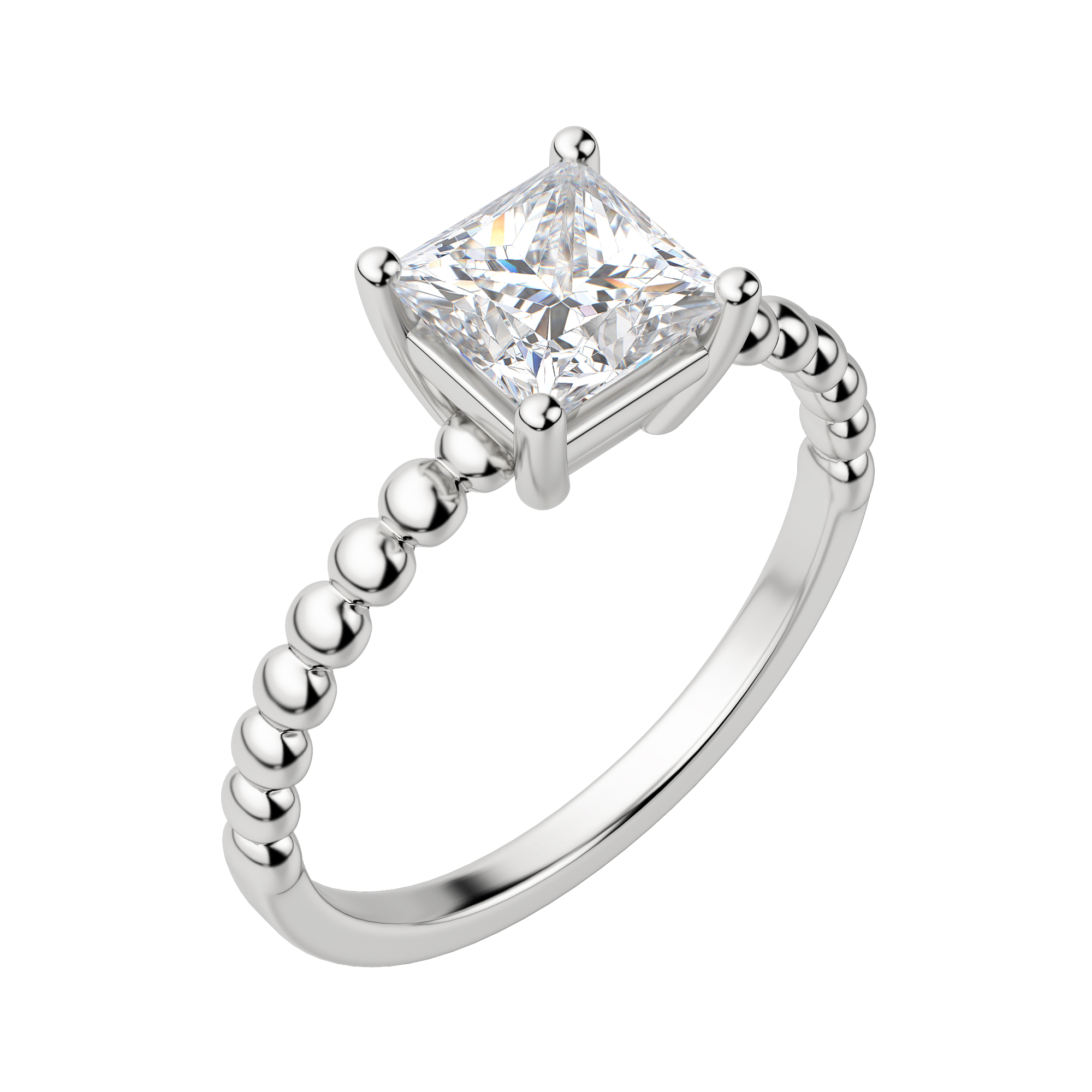 Vera Princess Cut Engagement Ring, Default, 18K White Gold, Platinum,