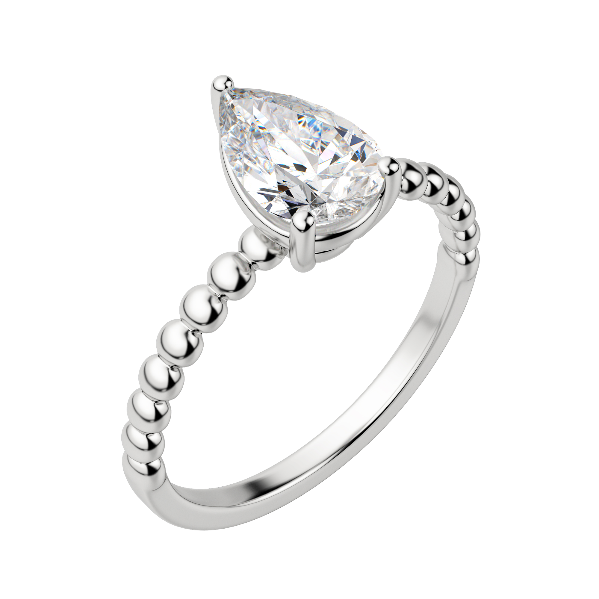 Vera Pear Cut Engagement Ring, Default, 18K White Gold, Platinum,