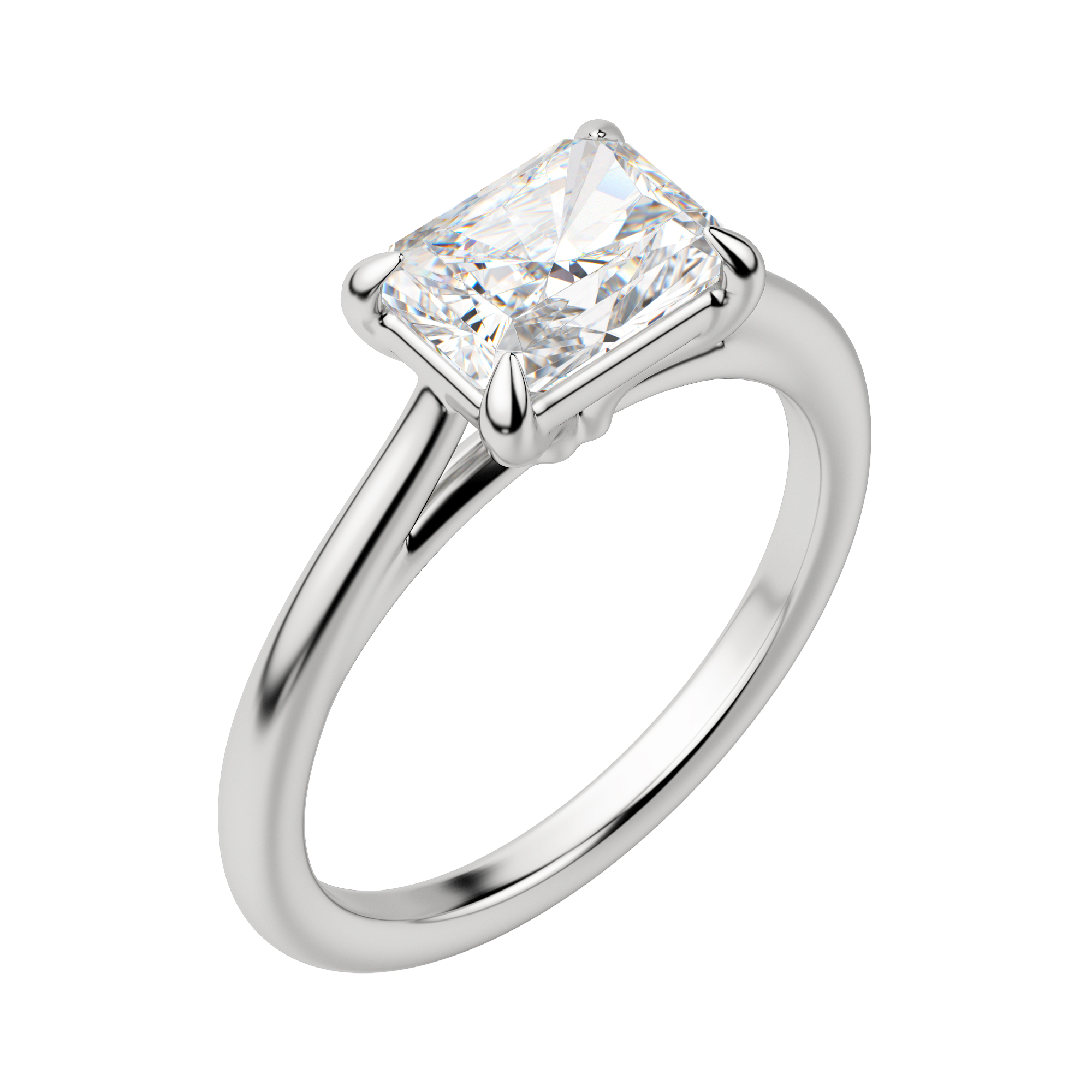 Edgy Classic Radiant Cut Engagement Ring, Default, 18K White Gold, Platinum,\r
