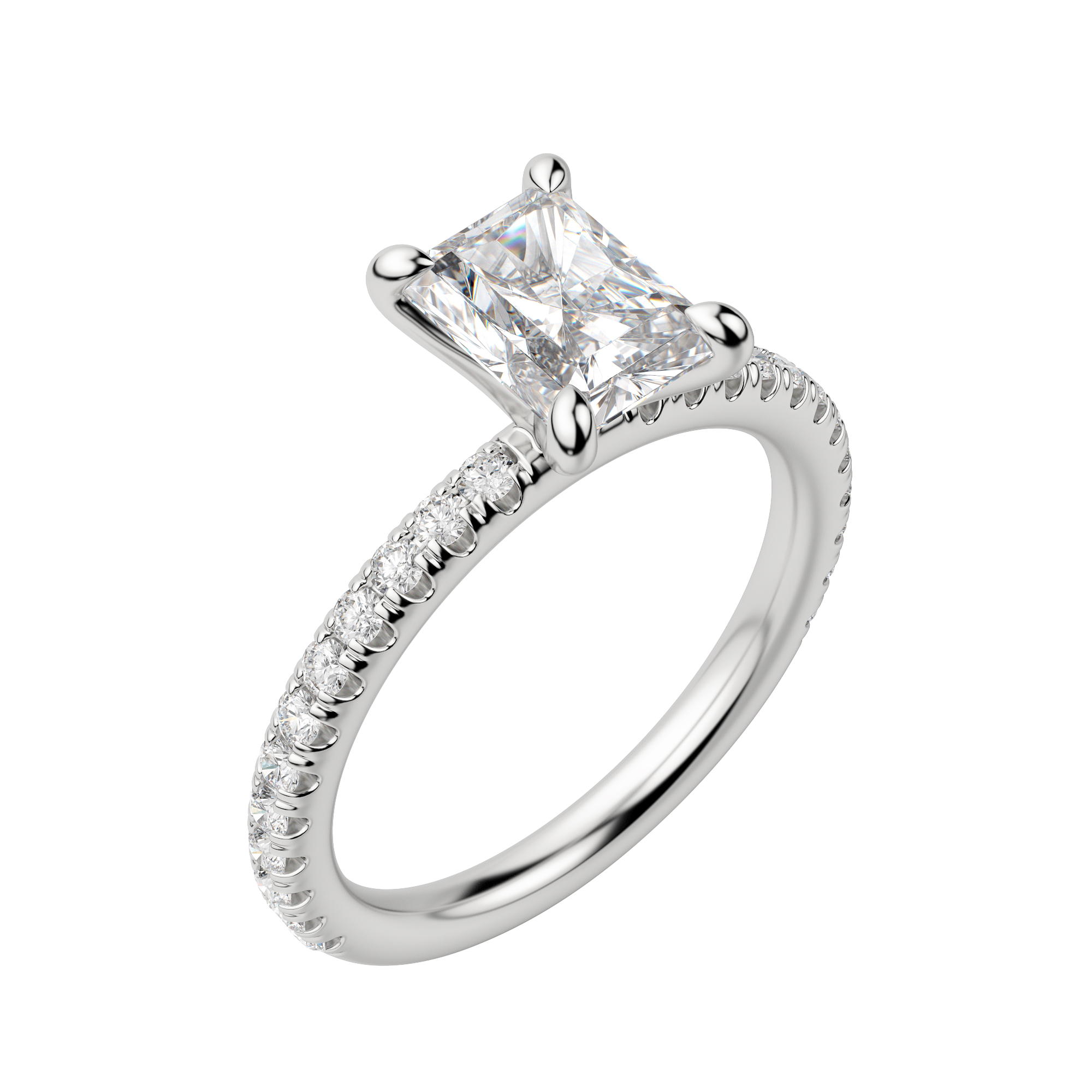 Lyre Accented Radiant Cut Engagement Ring, Default, 18K White Gold, Platinum,\r
