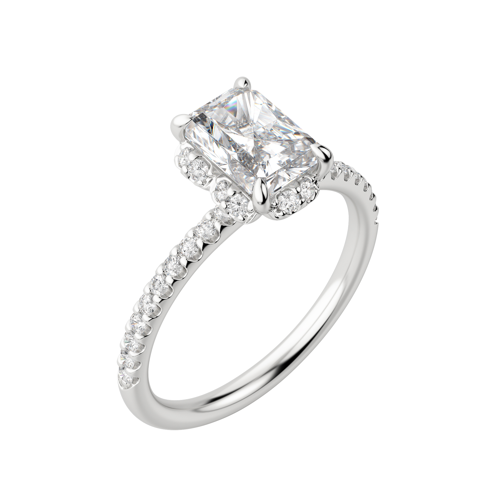 Sora Radiant Cut Engagement Ring, Default, 18K White Gold, Platinum,\r
