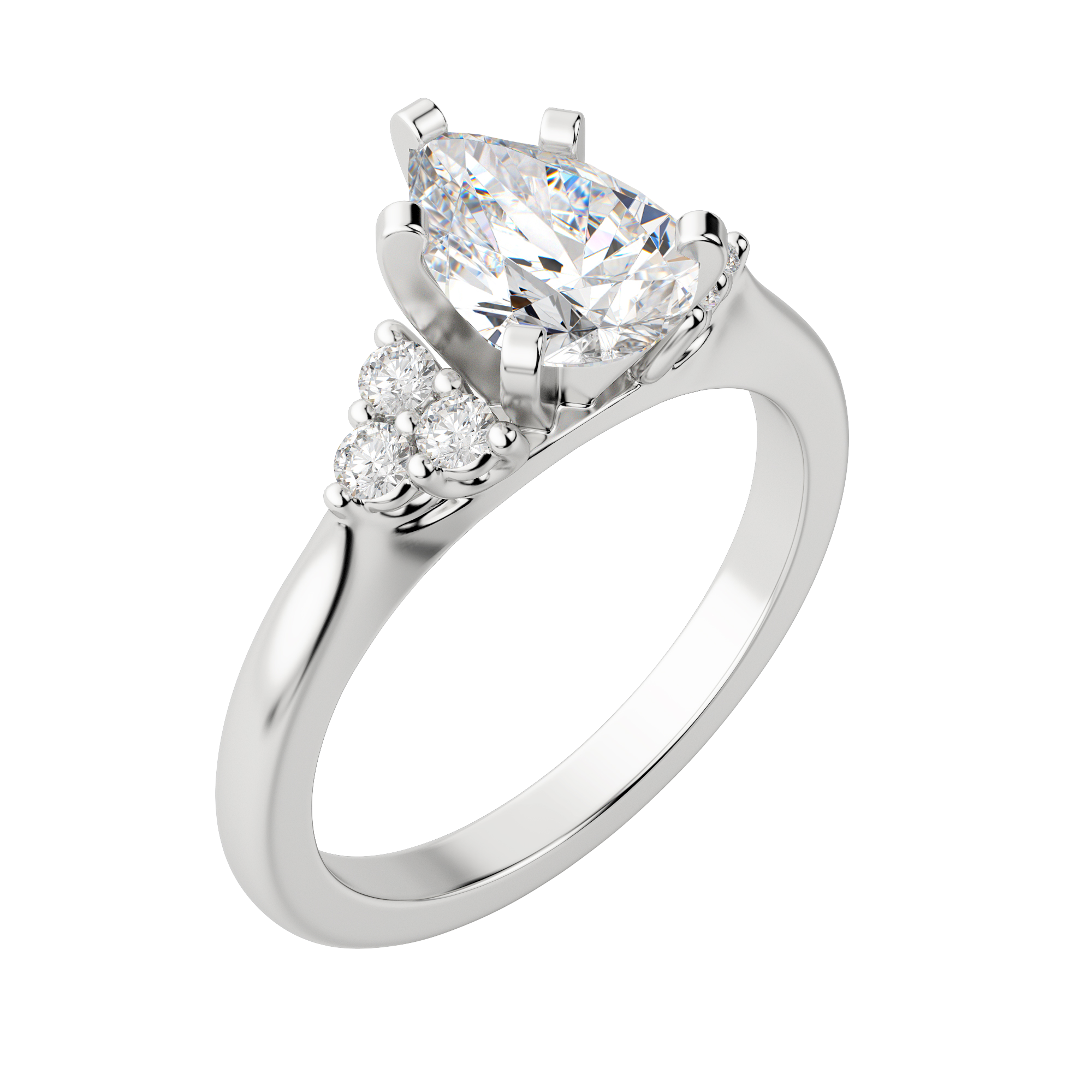 Calm Pear Cut Engagement Ring, Default, 18K White Gold, Platinum,