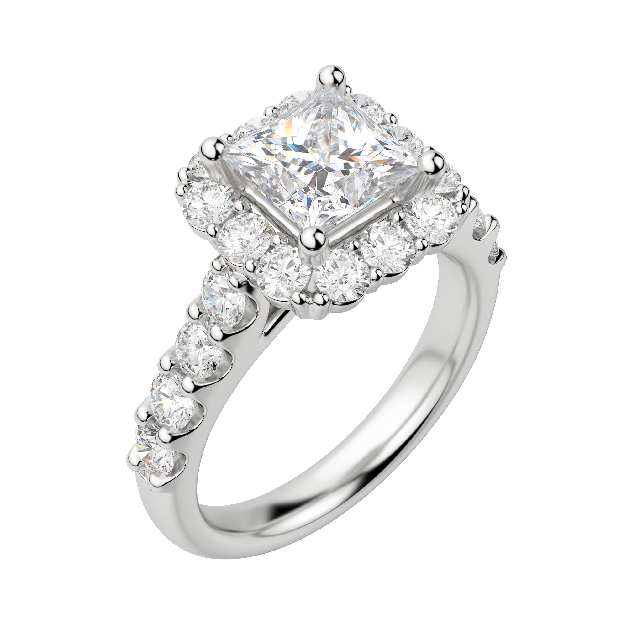 Vail Bold Princess Cut Engagement Ring, Default, 18K White Gold, Platinum