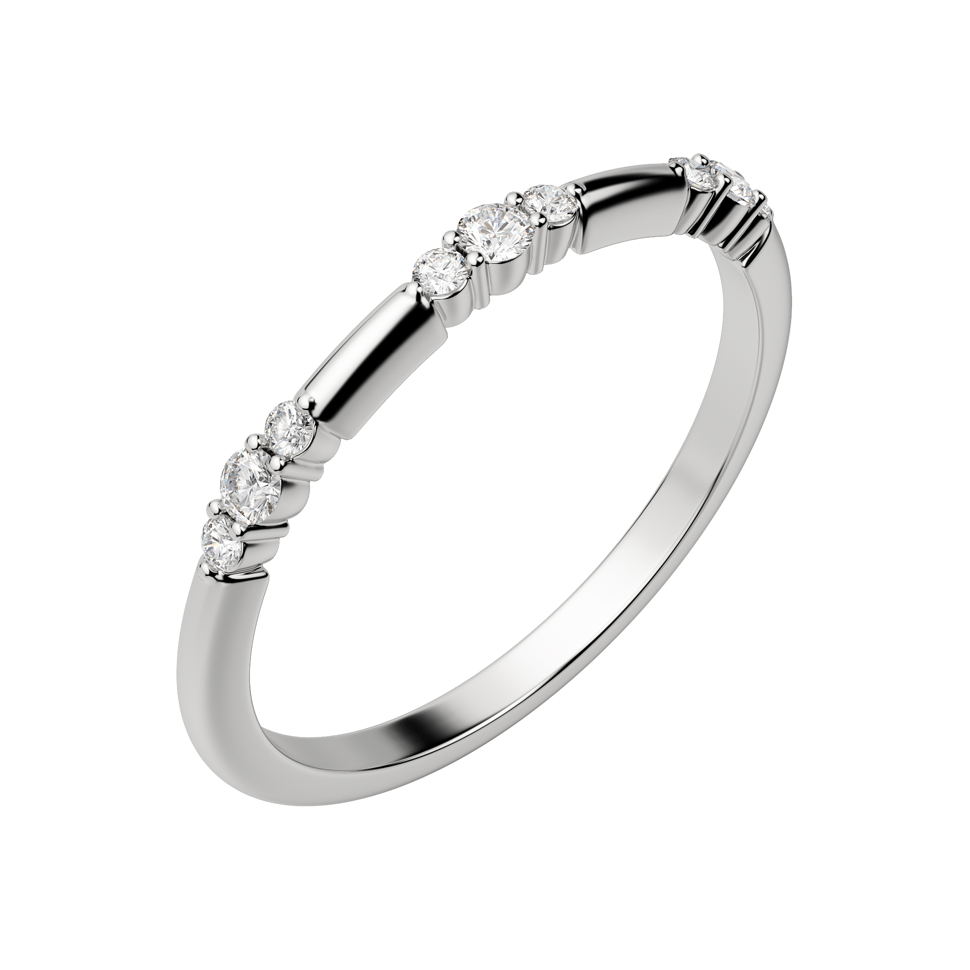 Accented Stackable Band, Default, 14K White Gold