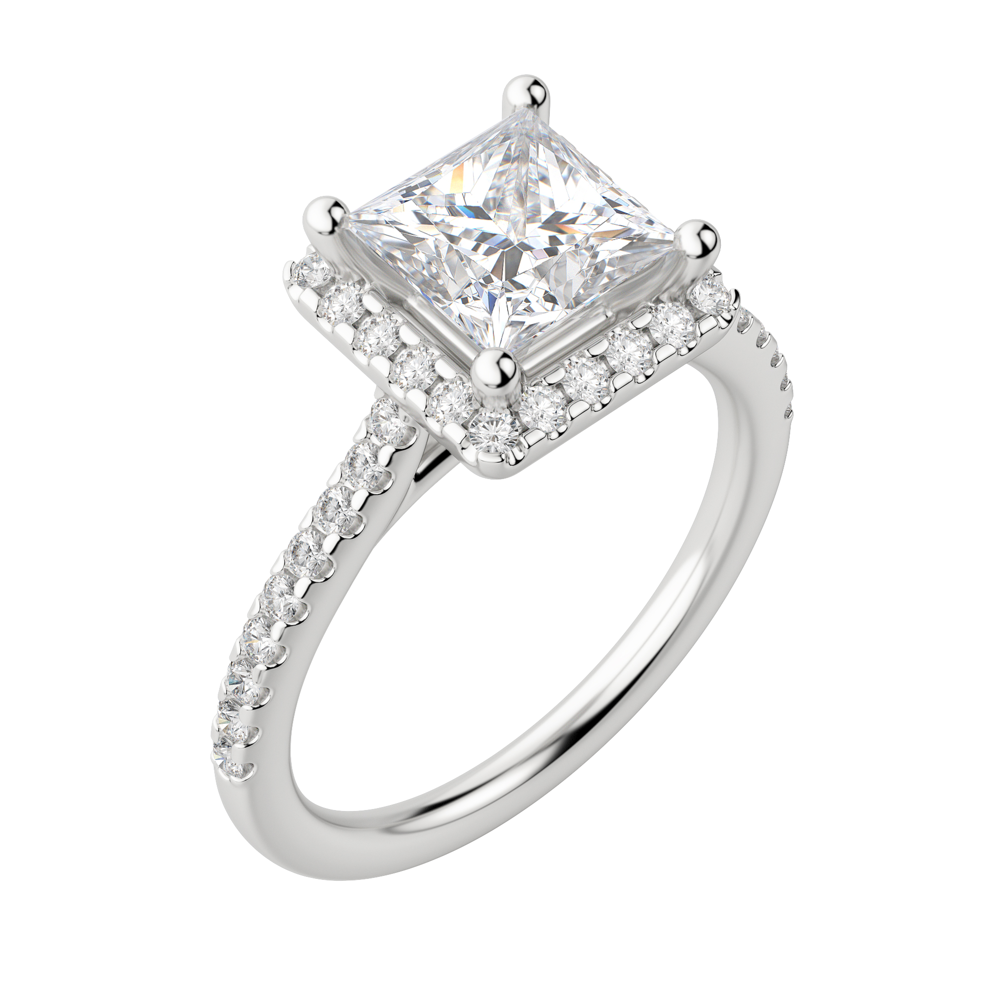 Helm Princess Cut Engagement Ring, Default, 18K White Gold, Platinum,\r
