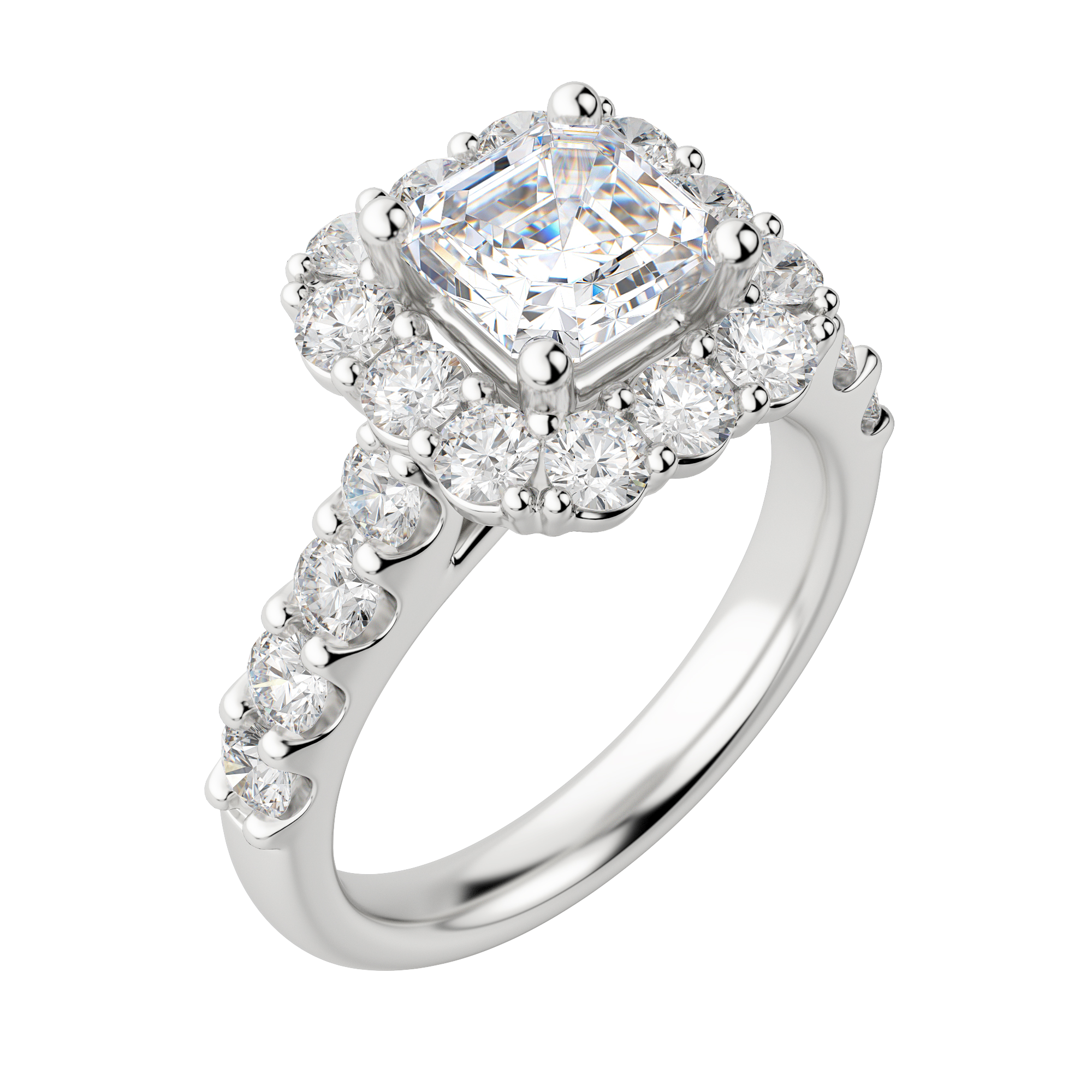 Vail Bold Asscher Cut Engagement Ring, Default, 18K White Gold, Platinum