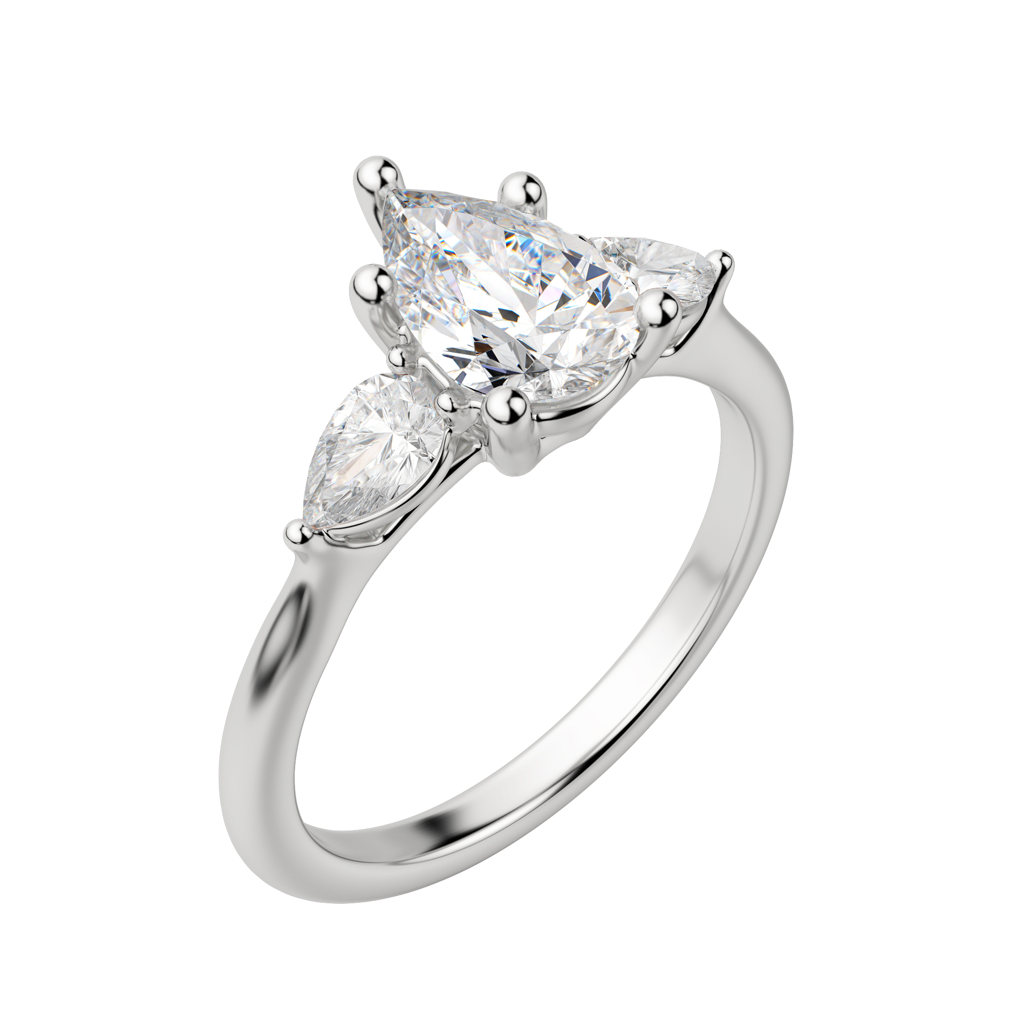 Lily Classic Pear Cut Engagement Ring, Default, Platinum, 18K White Gold, 