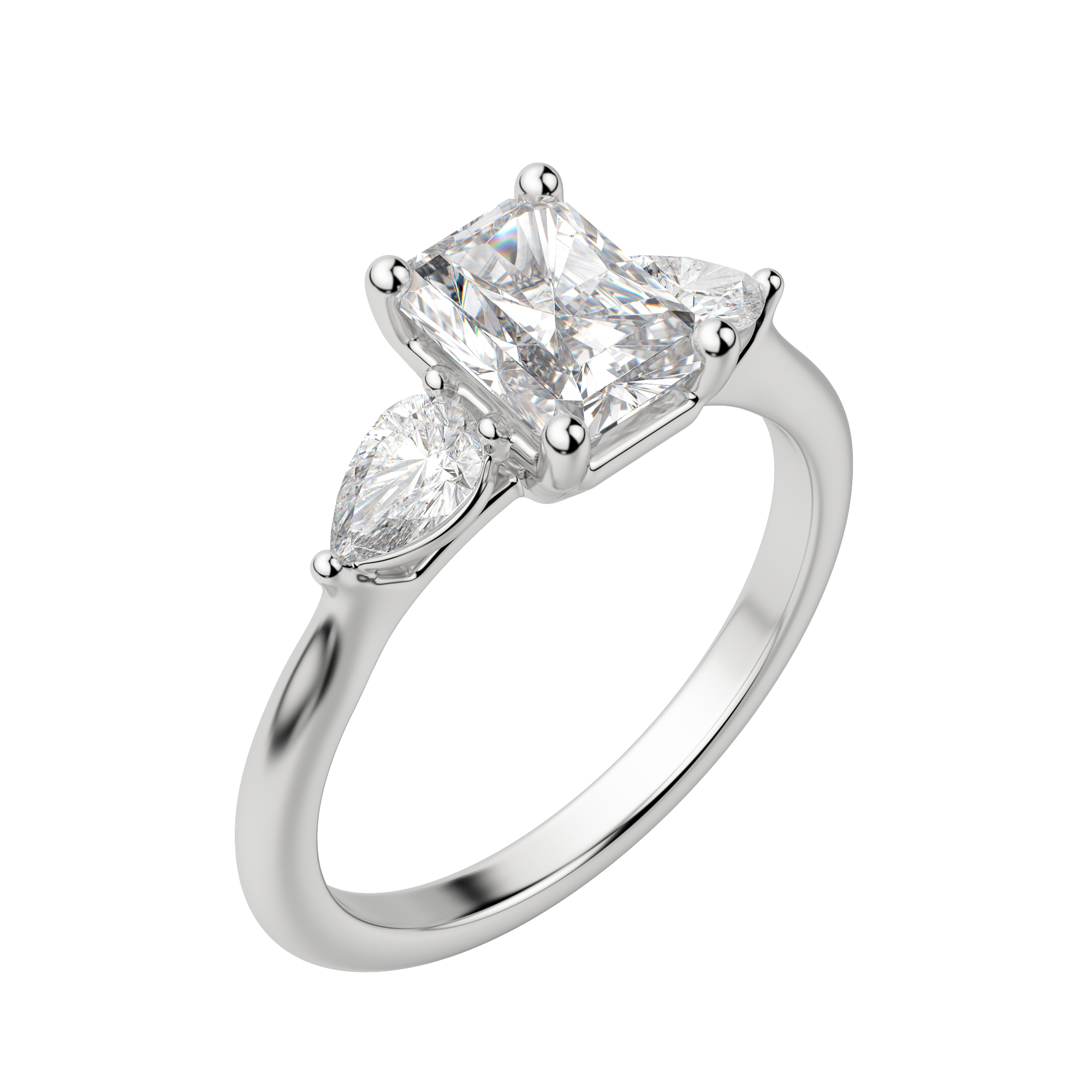 Lily Classic Radiant Cut Engagement Ring, Default, Platinum, 18K White Gold, 