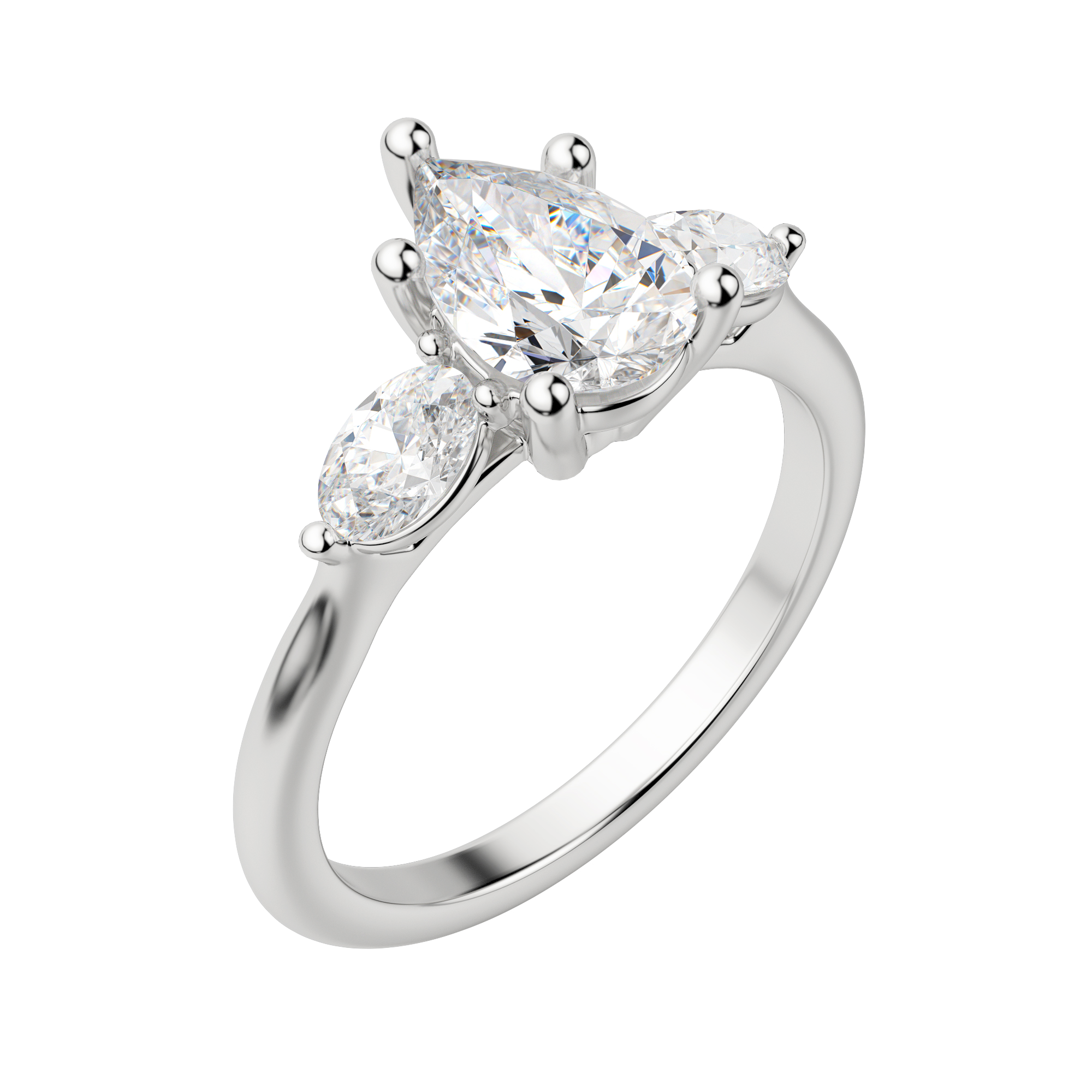 Rhea Classic Pear Cut Engagement Ring, Default, 18K White Gold, Platinum, 
