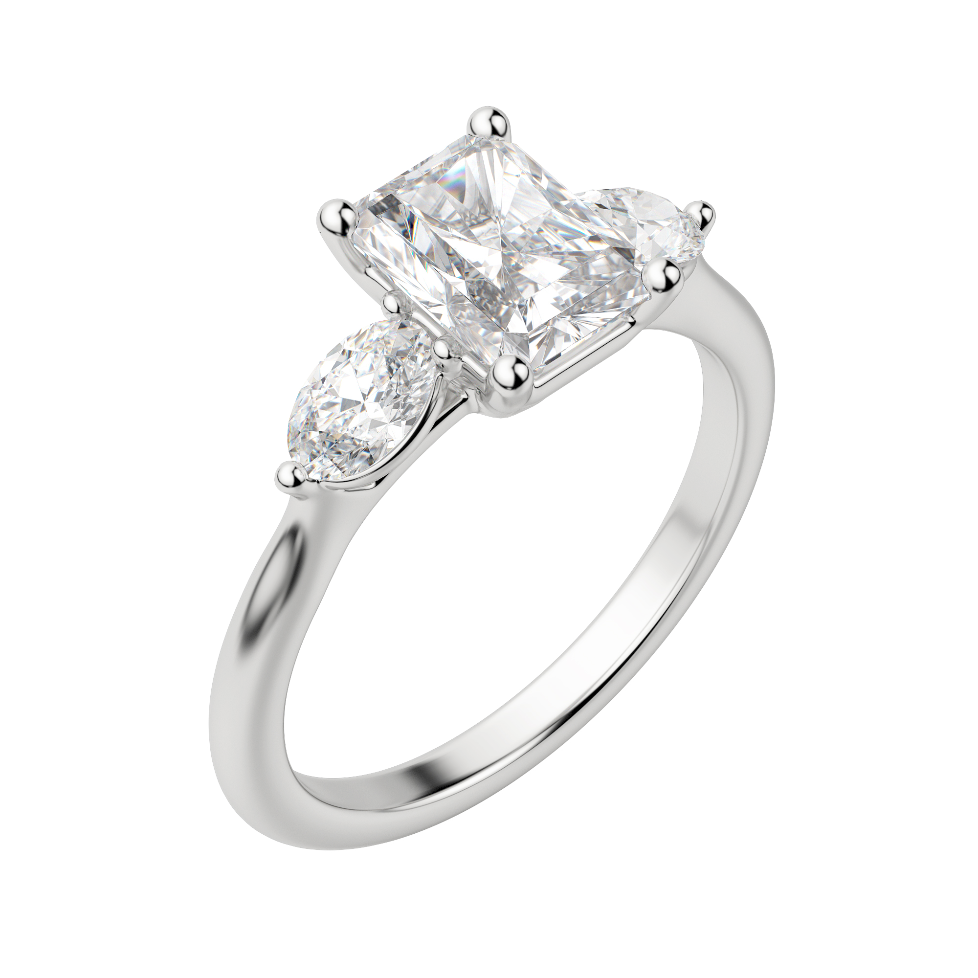 Rhea Classic Radiant Cut Engagement Ring, Default, 18K White Gold, Platinum, 
