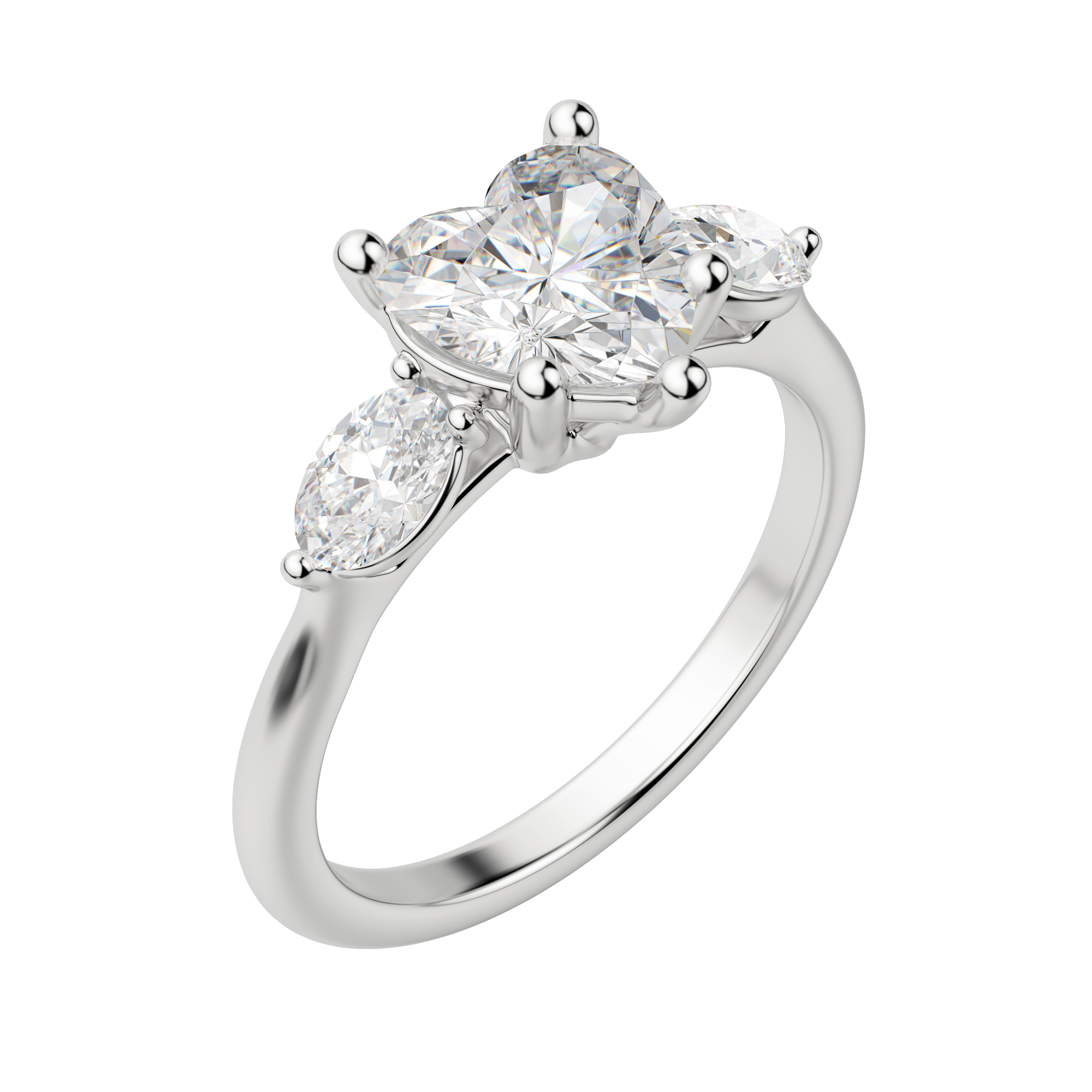 Rhea Classic Heart Cut Engagement Ring, Default, 18K White Gold, Platinum, 