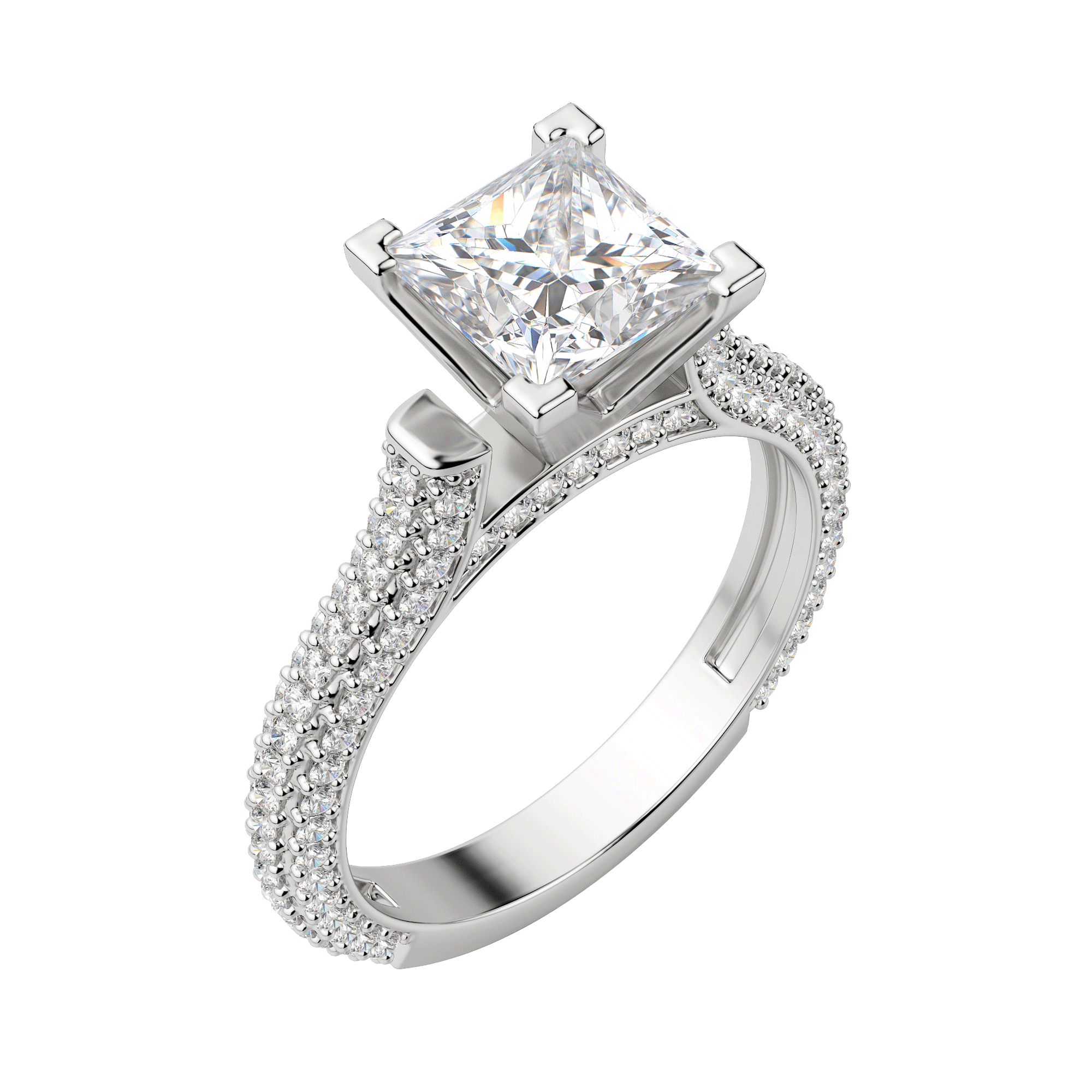 Vita Princess Cut Engagement Ring, Default, 18K White Gold, Platinum, 