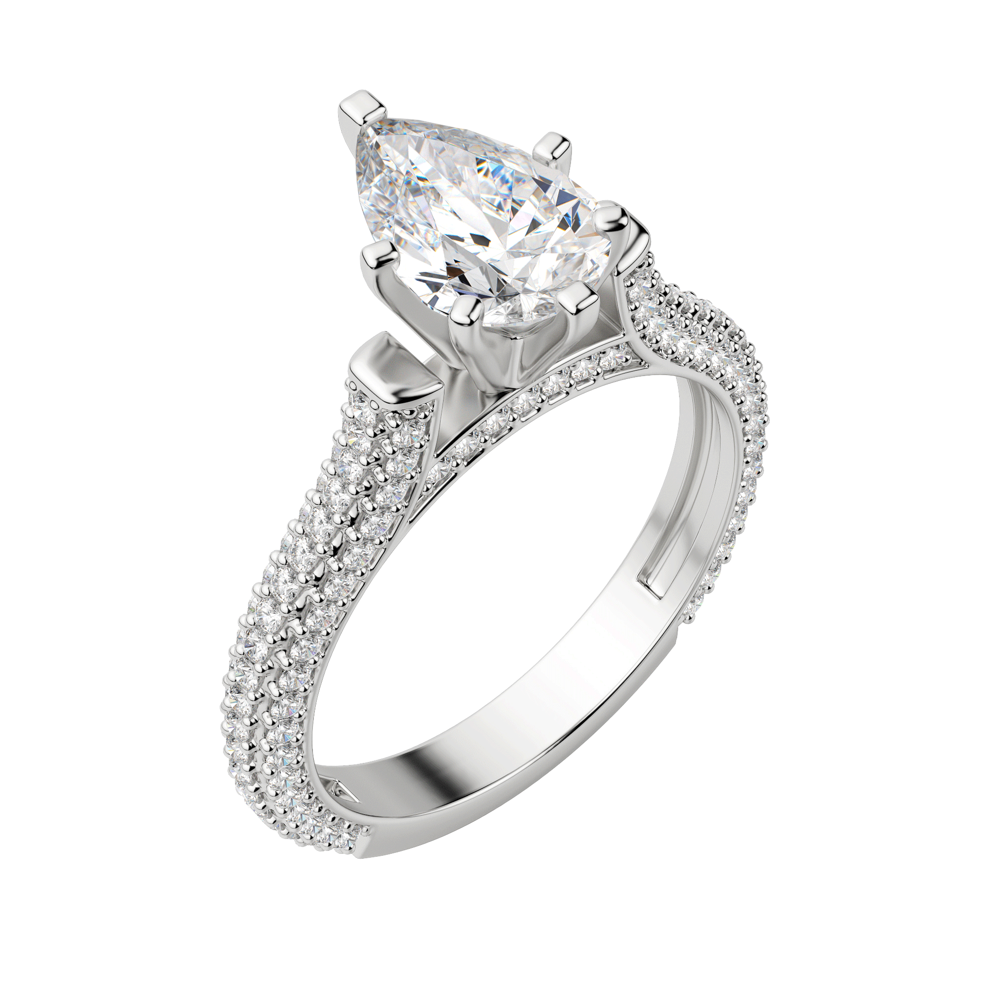 Vita Pear Cut Engagement Ring, Default, 18K White Gold, Platinum, 