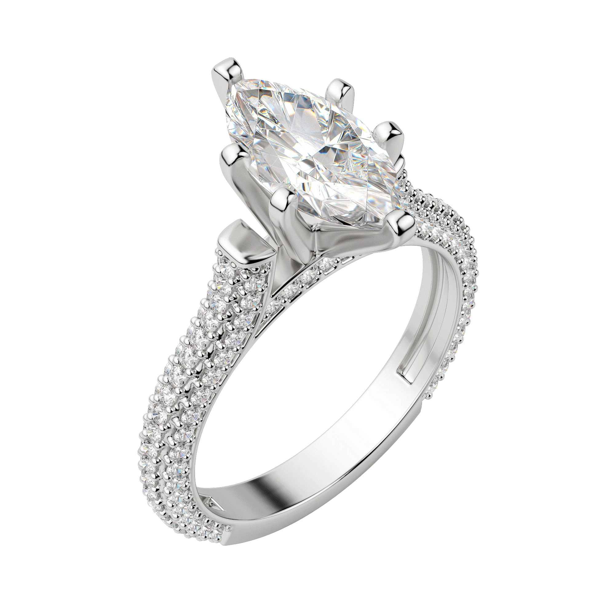 Vita Marquise Cut Engagement Ring, Default, 18K White Gold, Platinum, 
