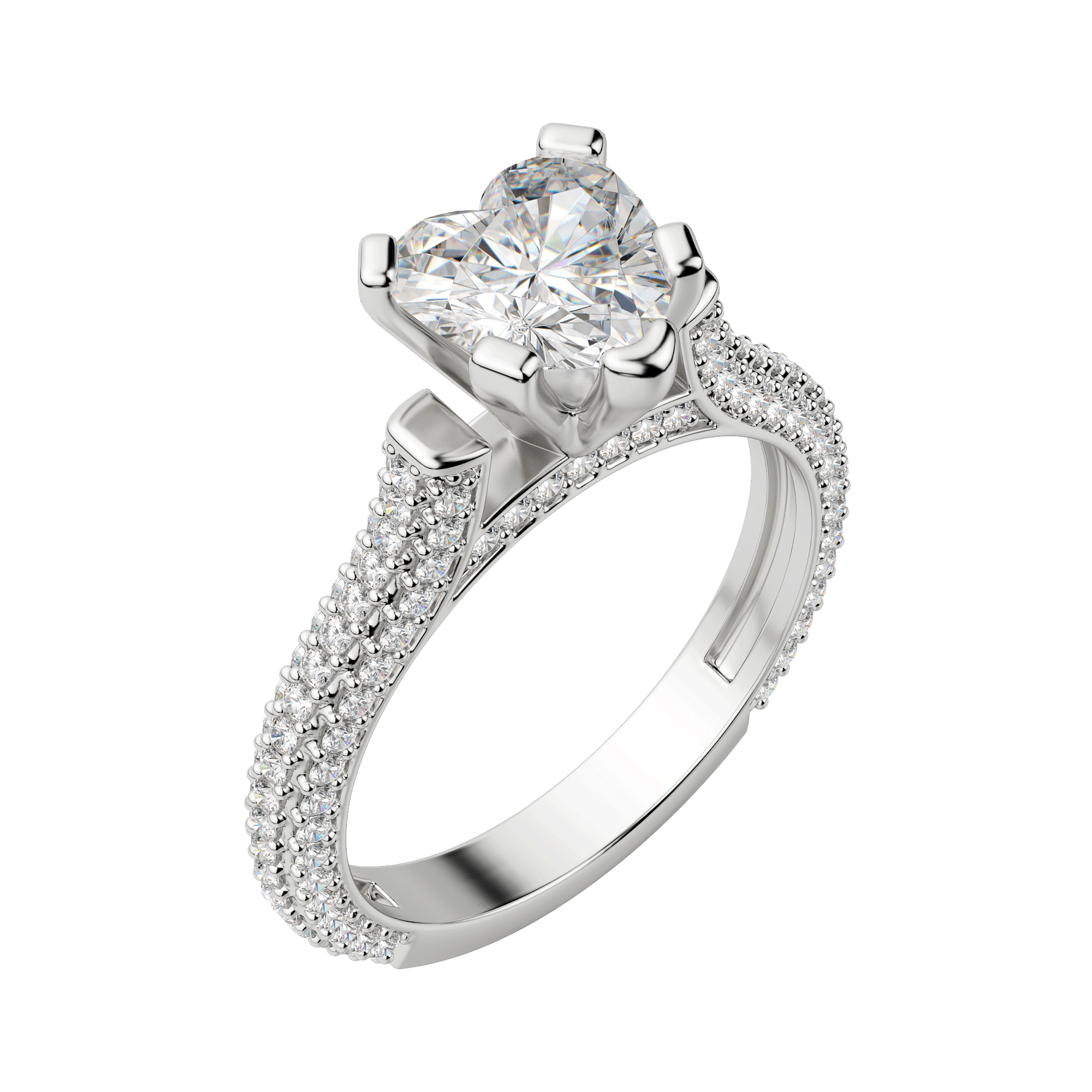 Vita Heart Cut Engagement Ring, Default, 18K White Gold, Platinum, 