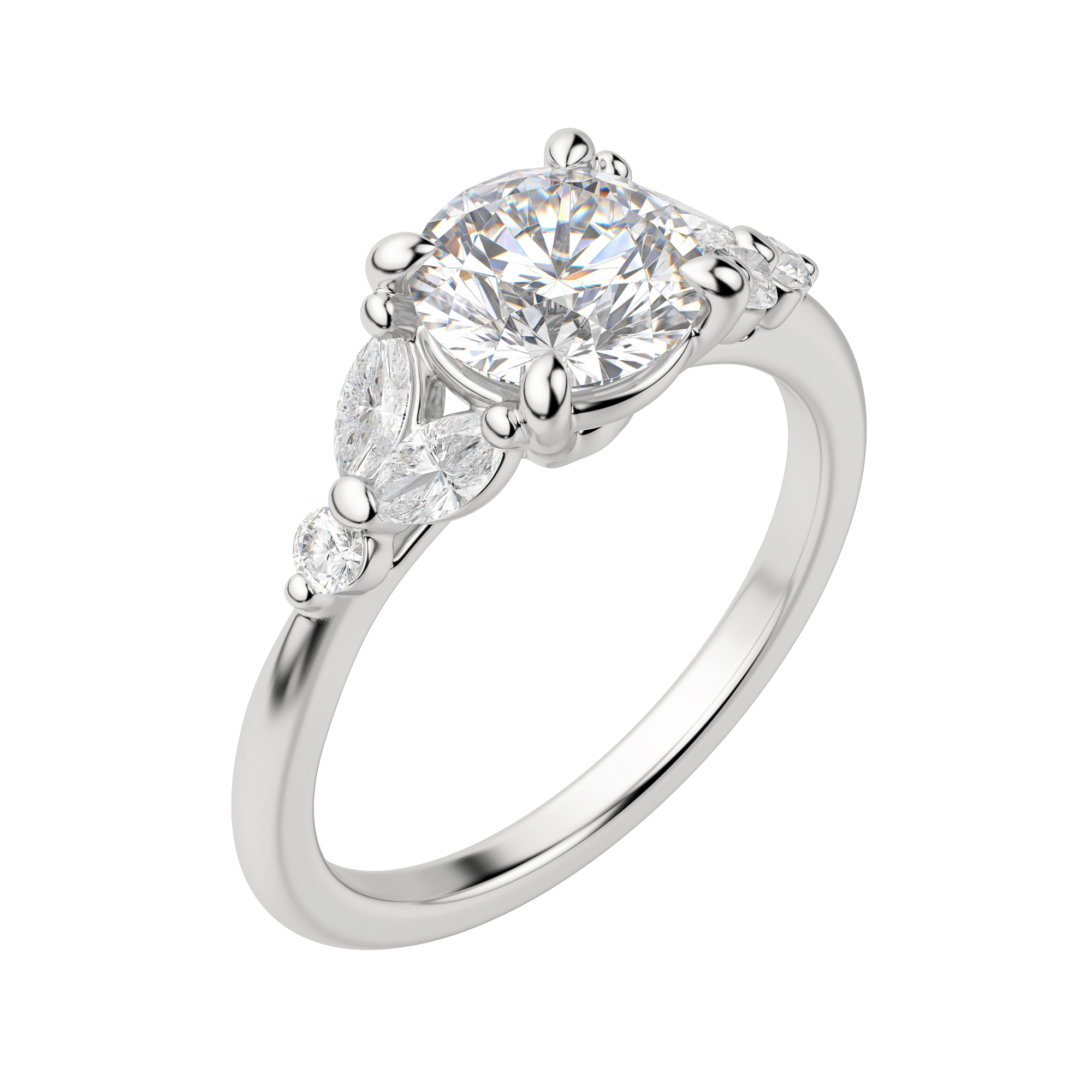 Sera Round Cut Engagement Ring, Default, 18K White Gold, Platinum, 
