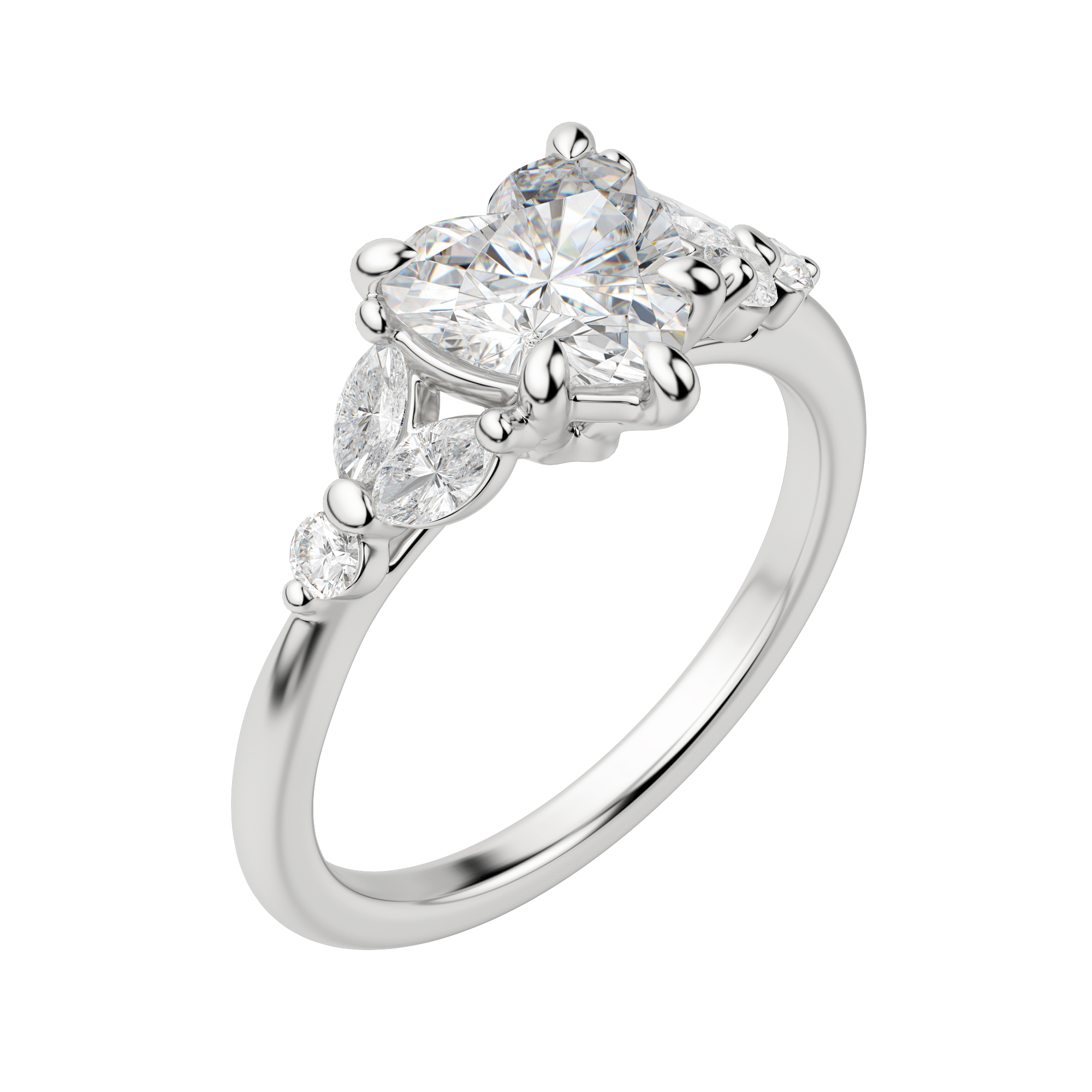 Sera Heart Cut Engagement Ring, Default, 18K White Gold, Platinum, 