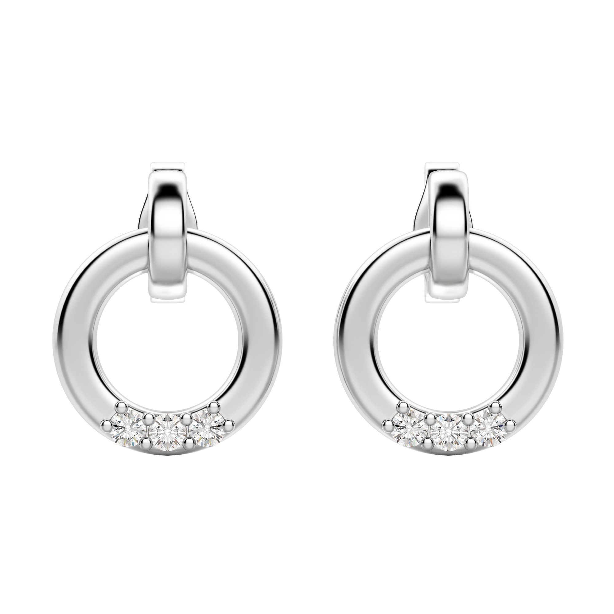 Silver Accented Circle Stud Earrings, Default, 
