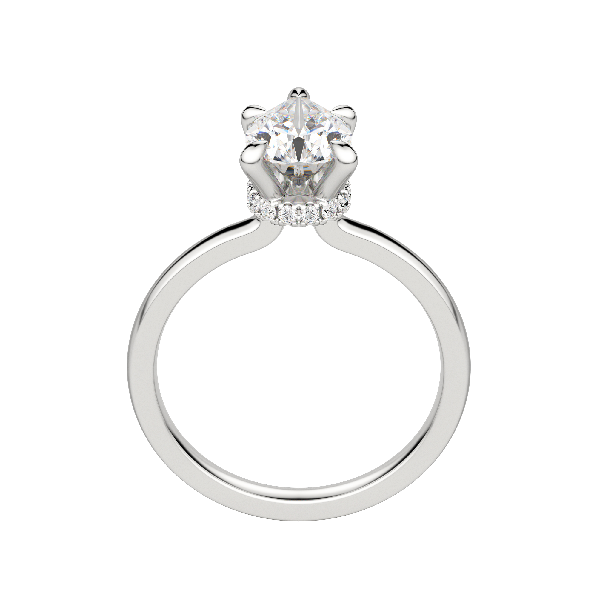 Amla Classic Pear Cut Engagement Ring, Hover, 18K White Gold, Platinum, 
