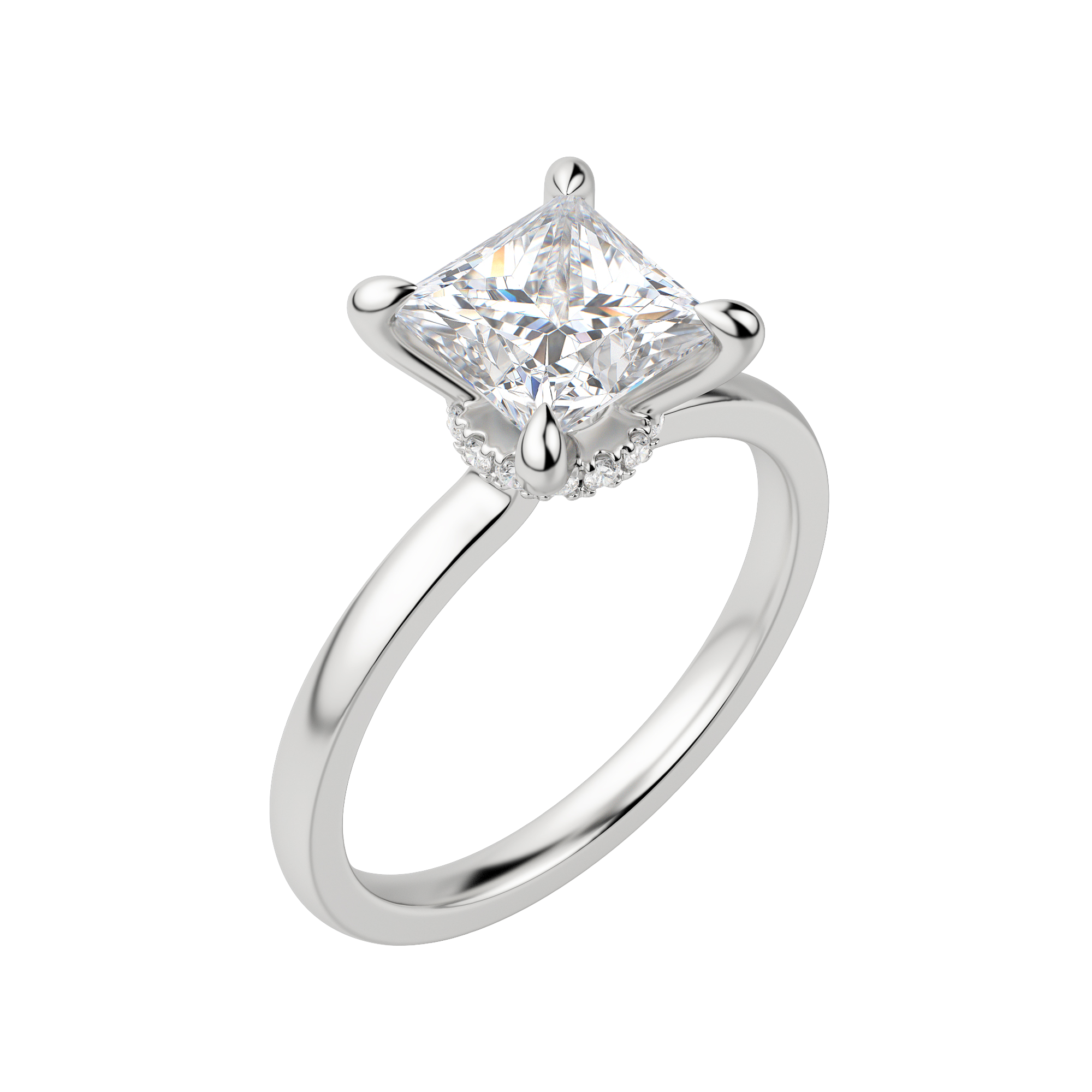 Amla Classic Princess Cut Engagement Ring, Default, 18K White Gold, Platinum, 
