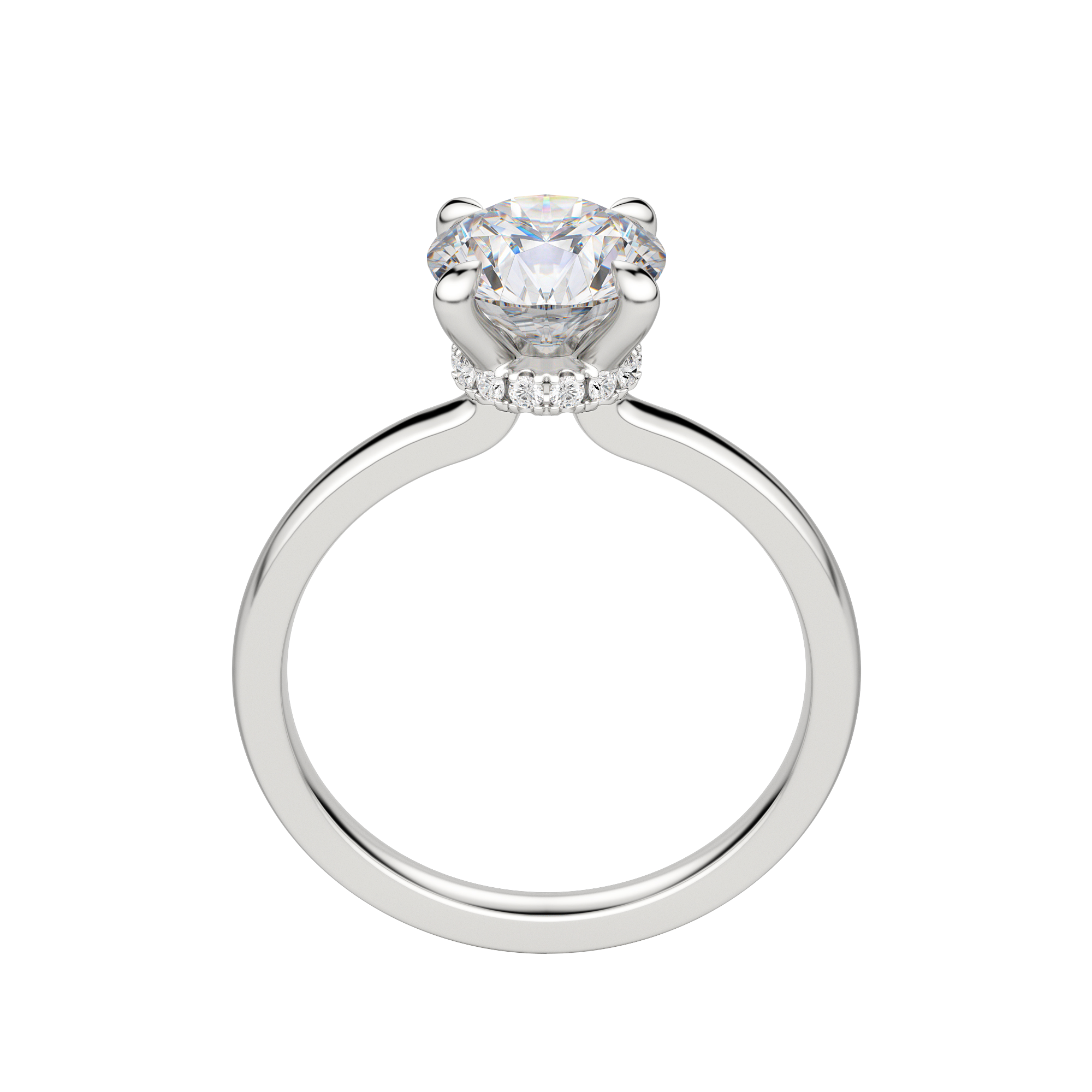 Amla Classic Round Cut Engagement Ring, Hover, 18K White Gold, Platinum, 