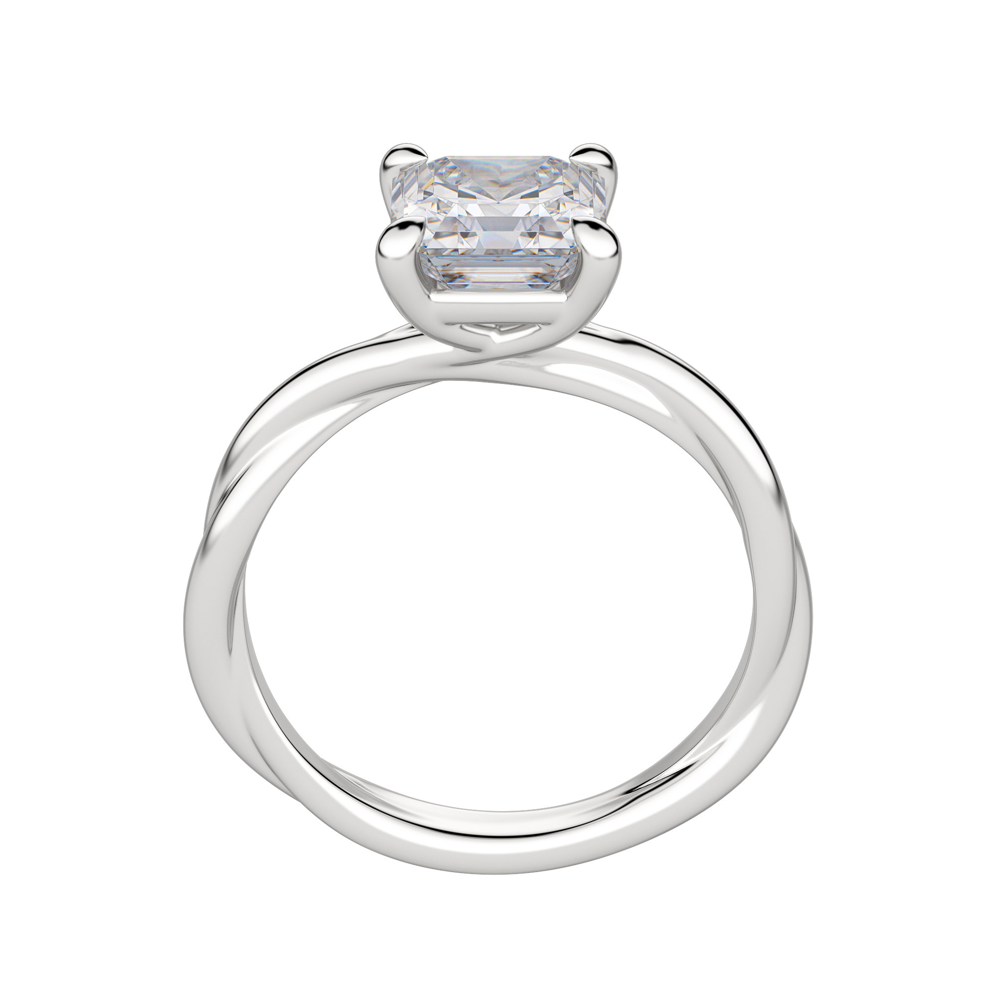 Ayla Asscher Cut Engagement Ring, Hover, 18K White Gold, Platinum, 