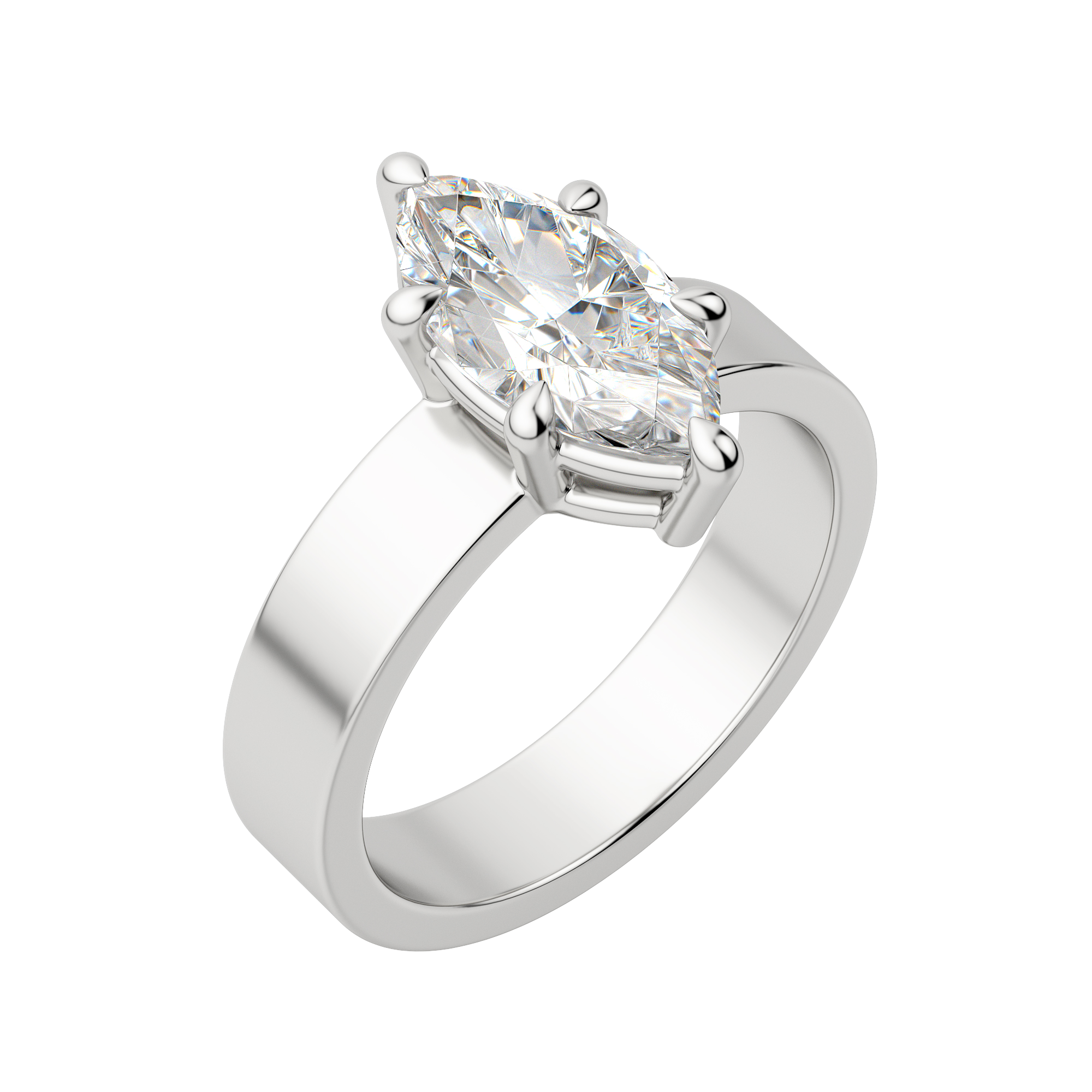 Eave Bold Marquise Cut Engagement Ring, Default, 18K White Gold, Platinum, 