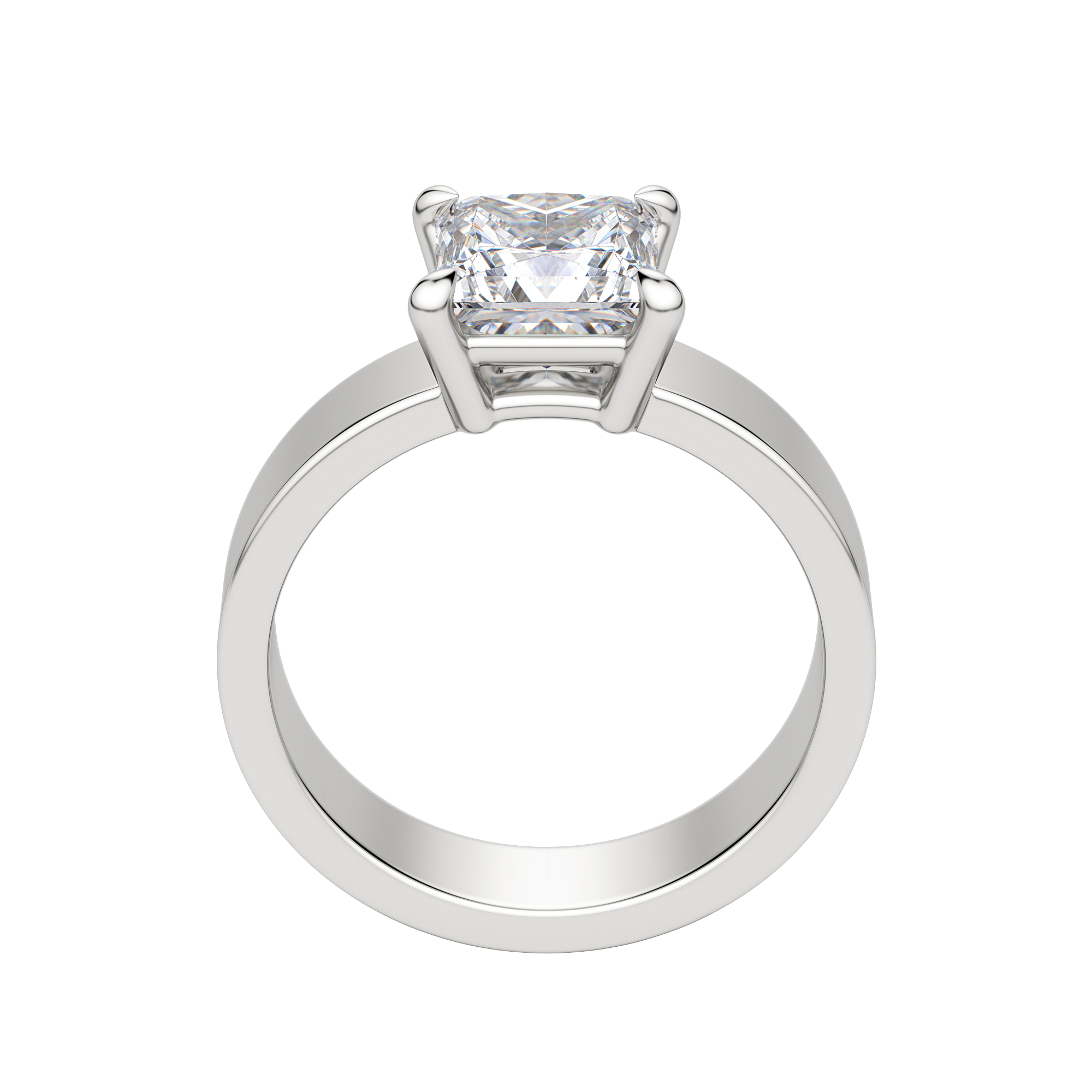 Eave Bold Princess Cut Engagement Ring, Hover, 18K White Gold, Platinum, 