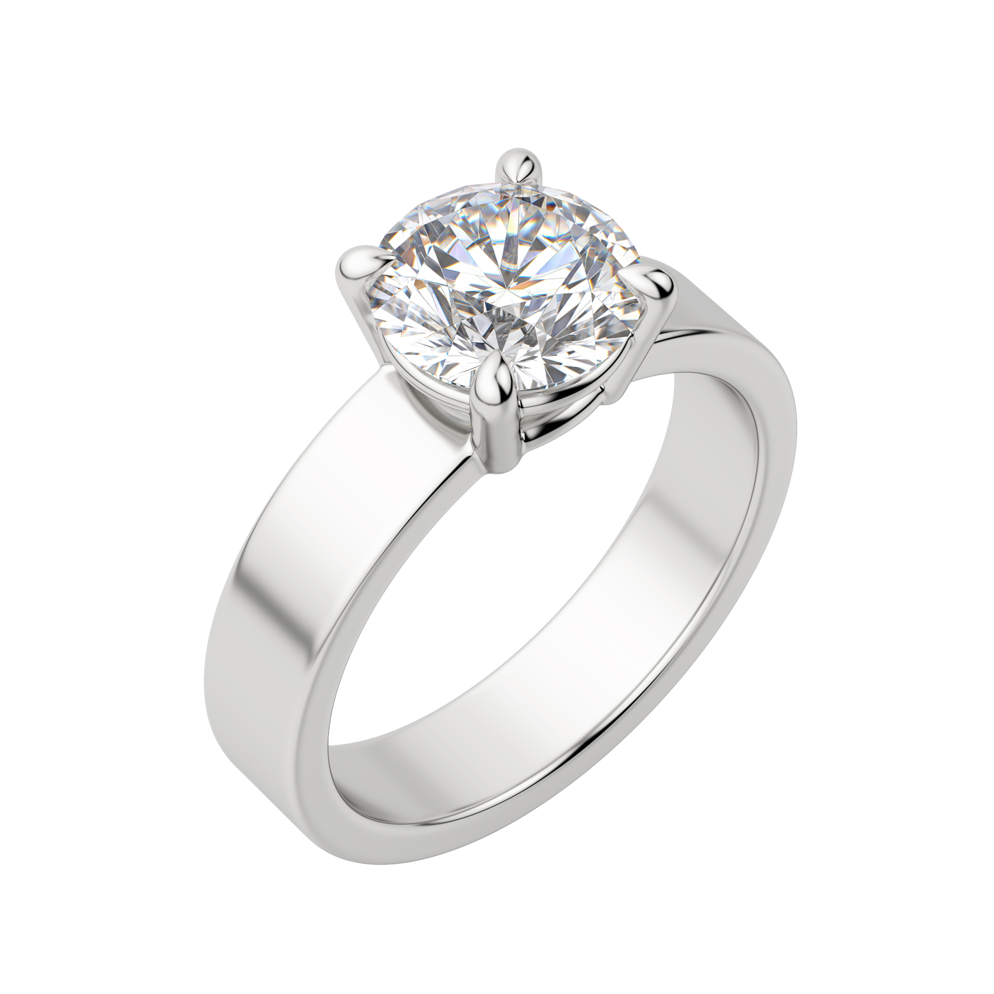 Eave Bold Round Cut Engagement Ring, Default, 18K White Gold, Platinum, 
