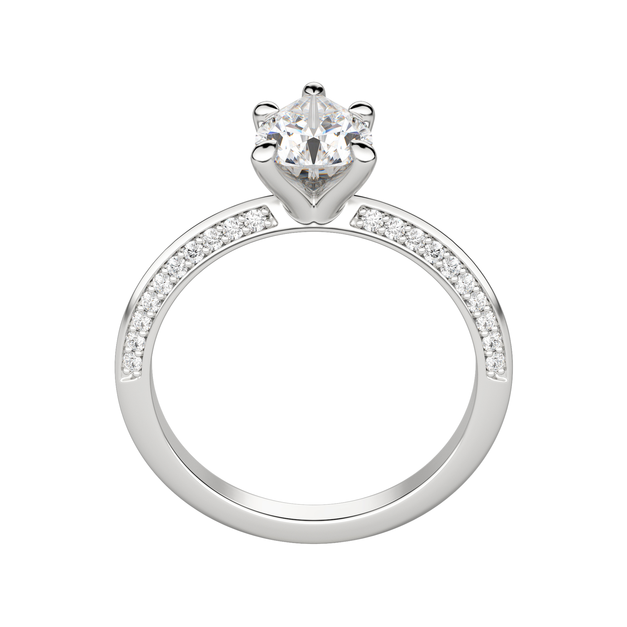 Evia Pear Cut Engagement Ring, Hover, 18K White Gold, Platinum, 