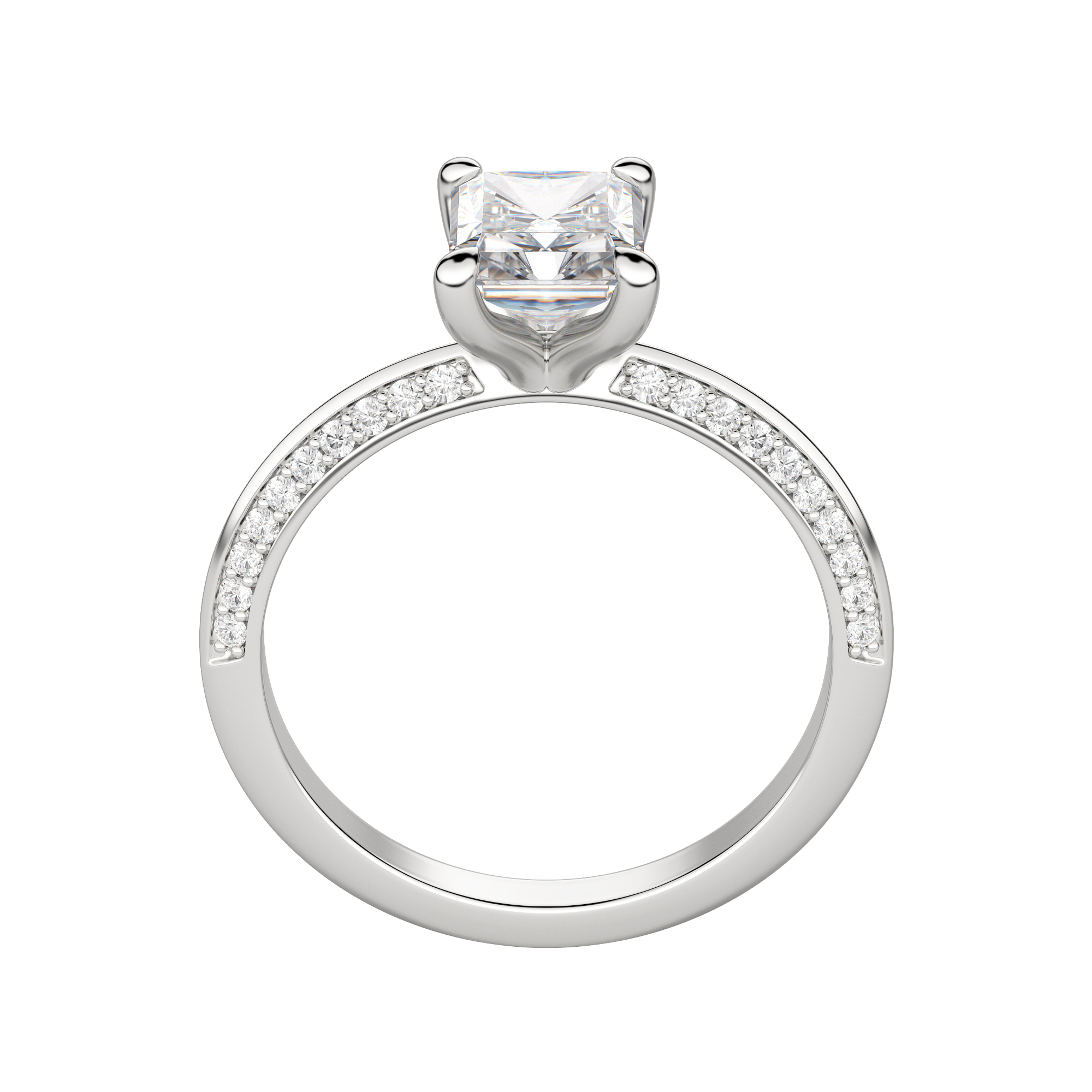 Evia Radiant Cut Engagement Ring, Hover, 18K White Gold, Platinum, 