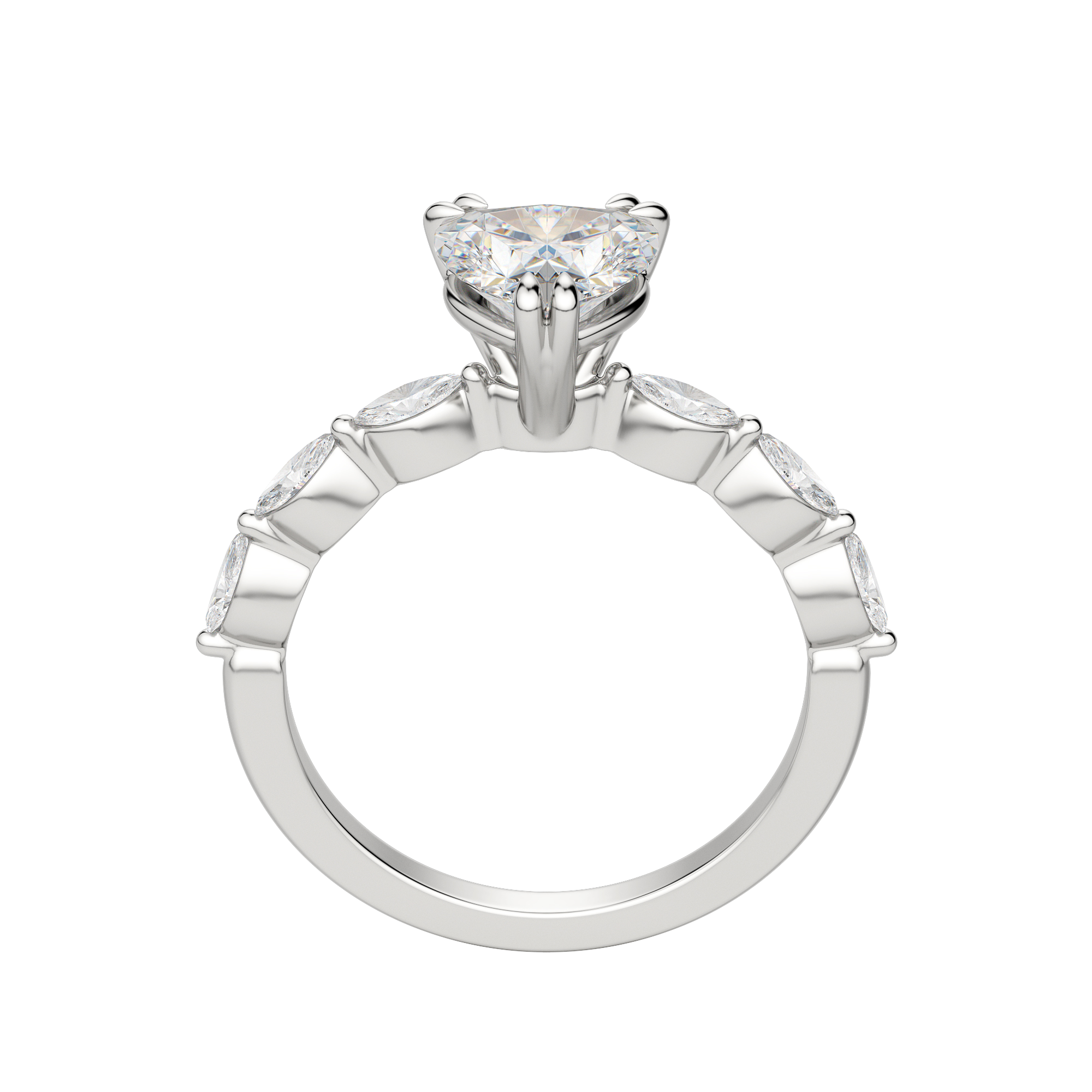 Frey Heart Cut Engagement Ring, Hover, 18k White Gold, Platinum,