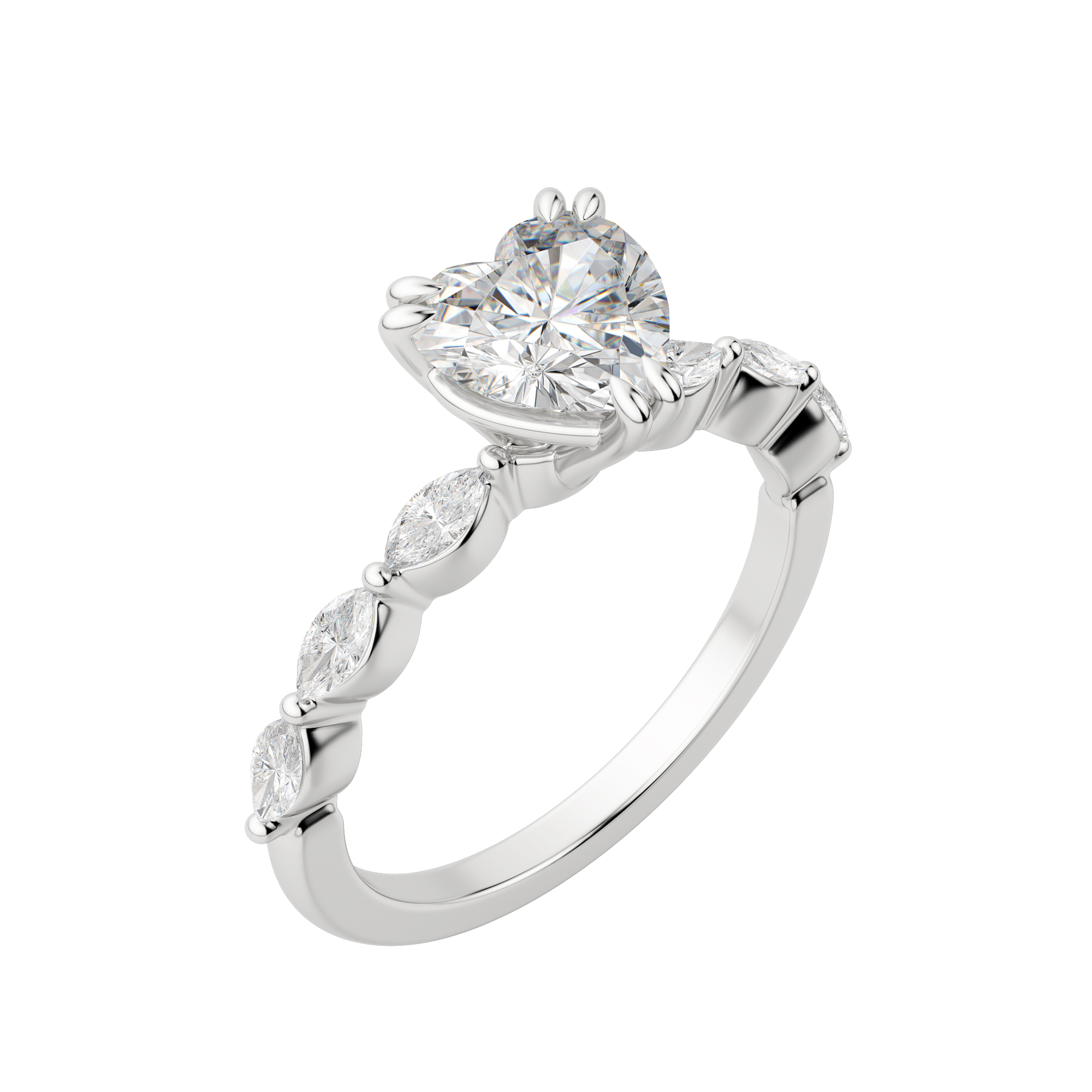 Frey Heart Cut Engagement Ring, Default, 18k White Gold, Platinum,