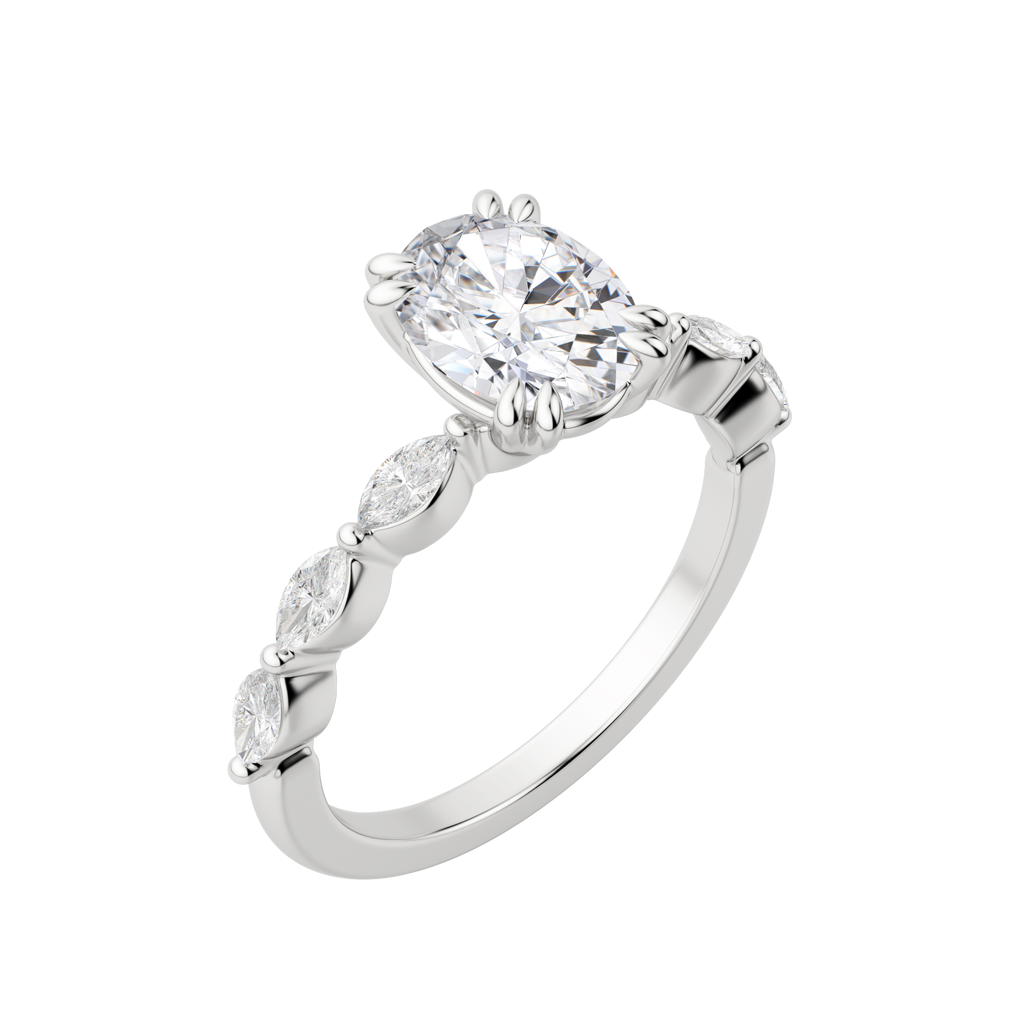 Frey Oval Cut Engagement Ring, Default, 18k White Gold, Platinum, 